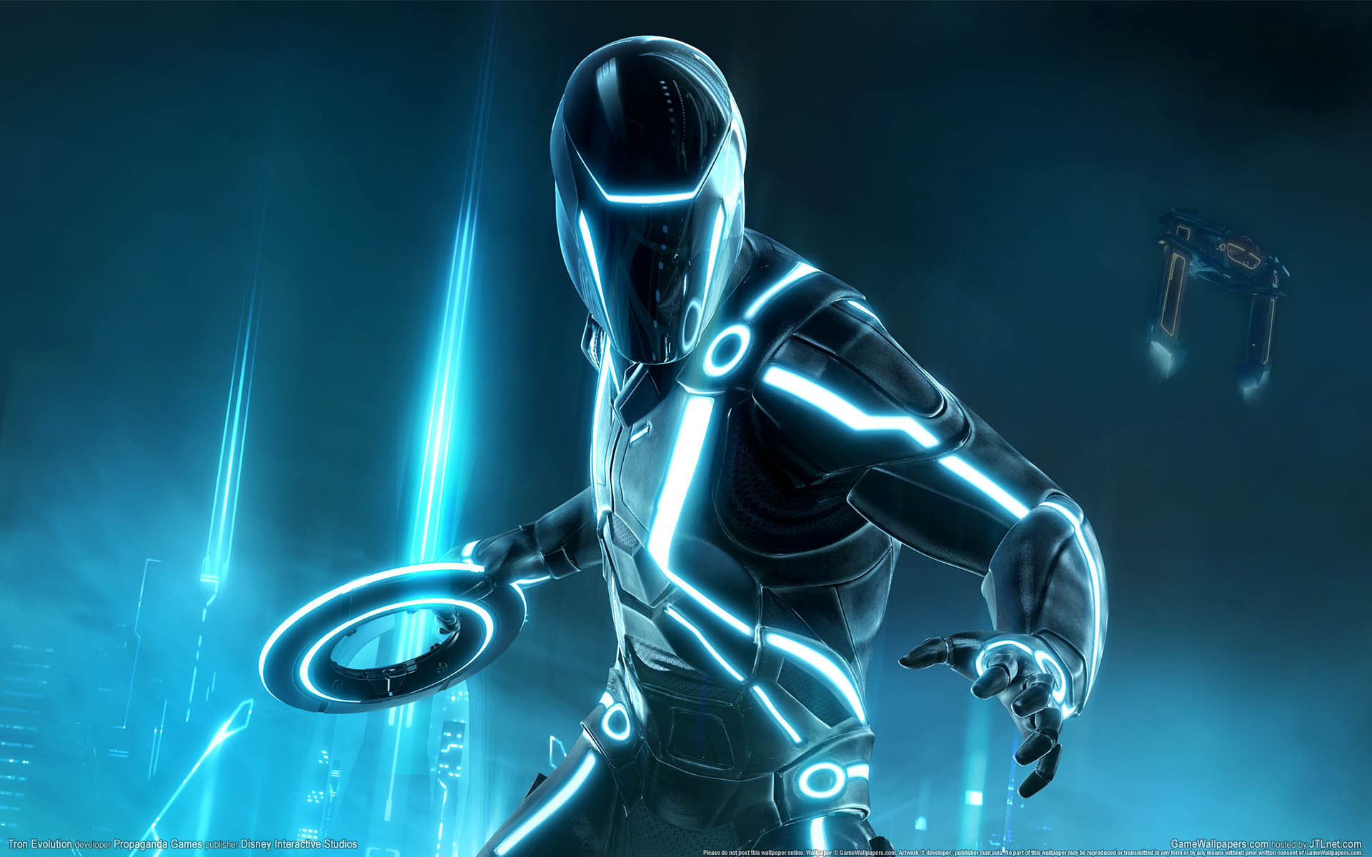 Tron: Legacy, Tuta luminosa, Disco, Neon blu, 16:10 Full HD, sfondo widescreen