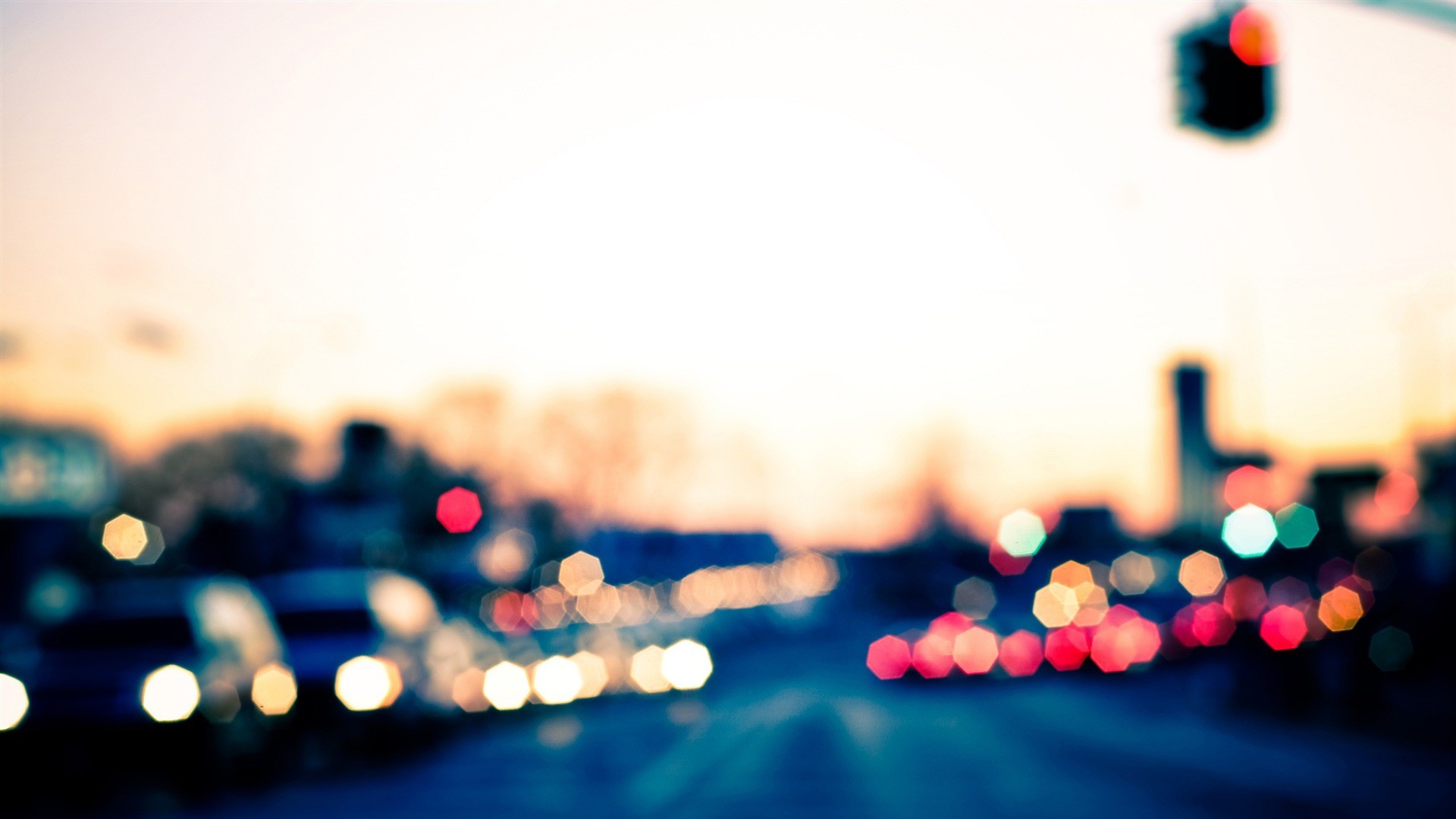Luci della città, Bokeh, Strada, Semaforo, sfondo Full HD per computer