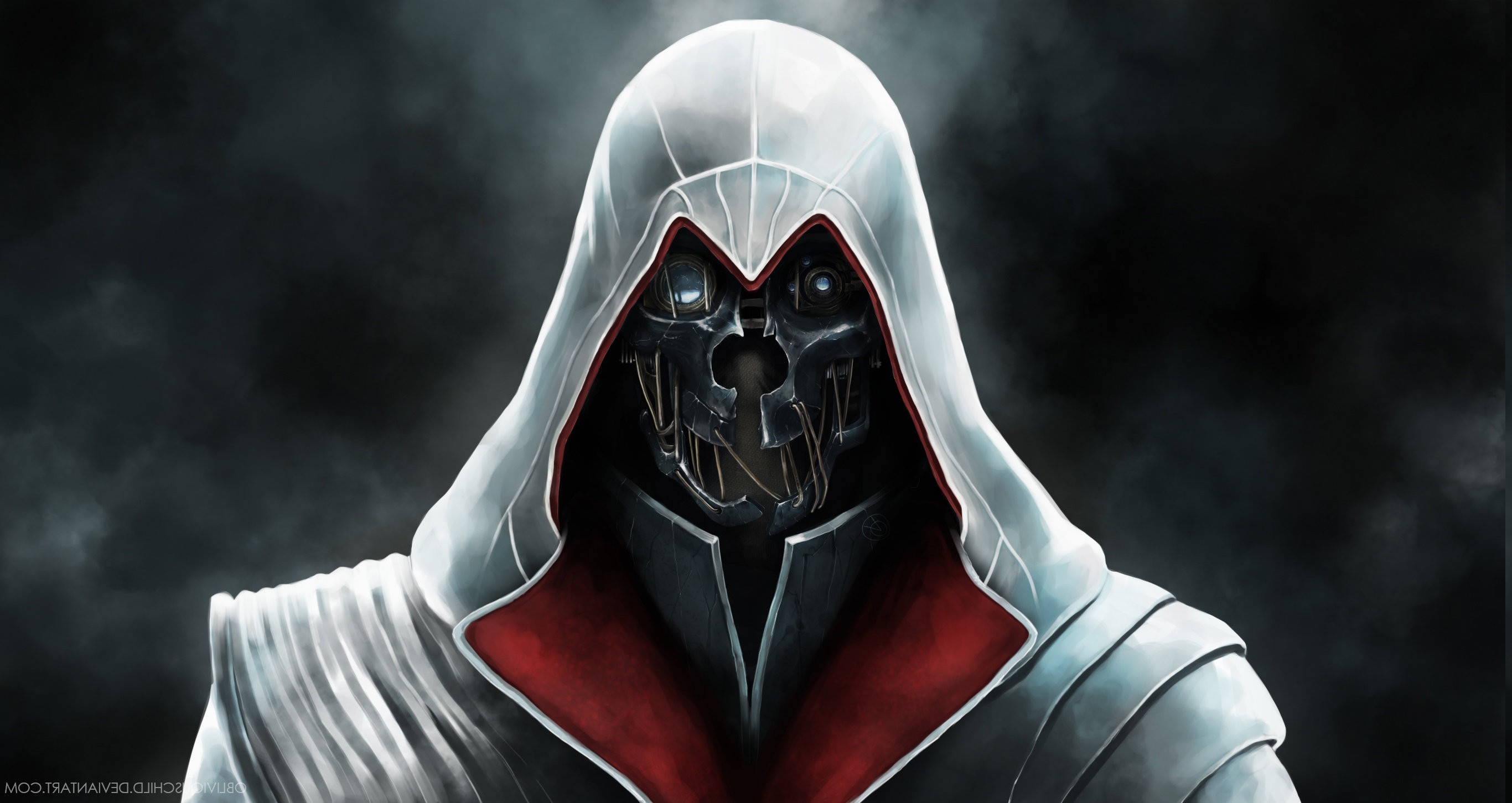 Maschera di Corvo, Assassin's Creed, Dishonored, Crossover, Cappuccio bianco, immagine di sfondo