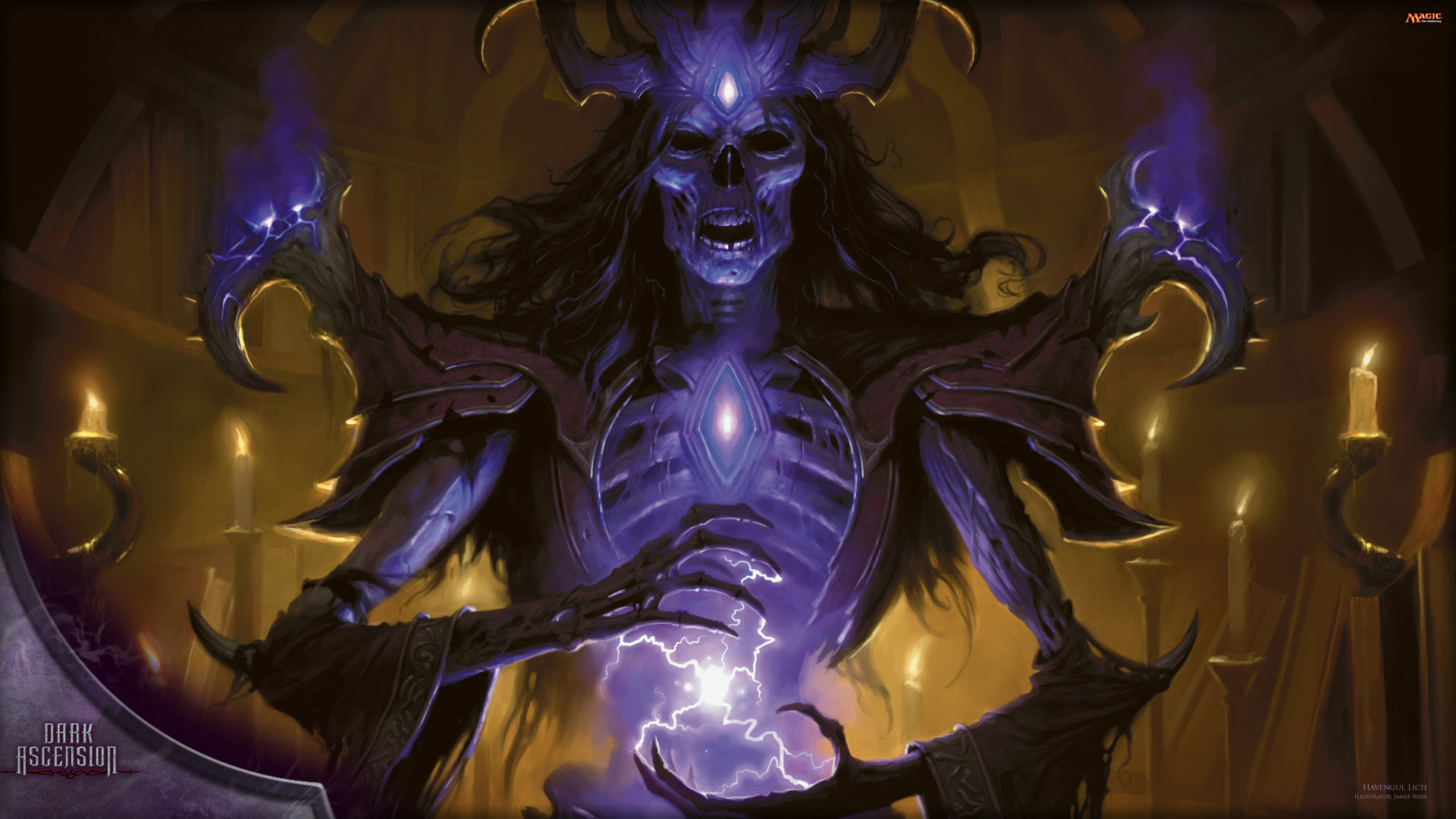 Eldritch Moon, MTG, Demone, Viola, Full HD, sfondo per PC e portatile