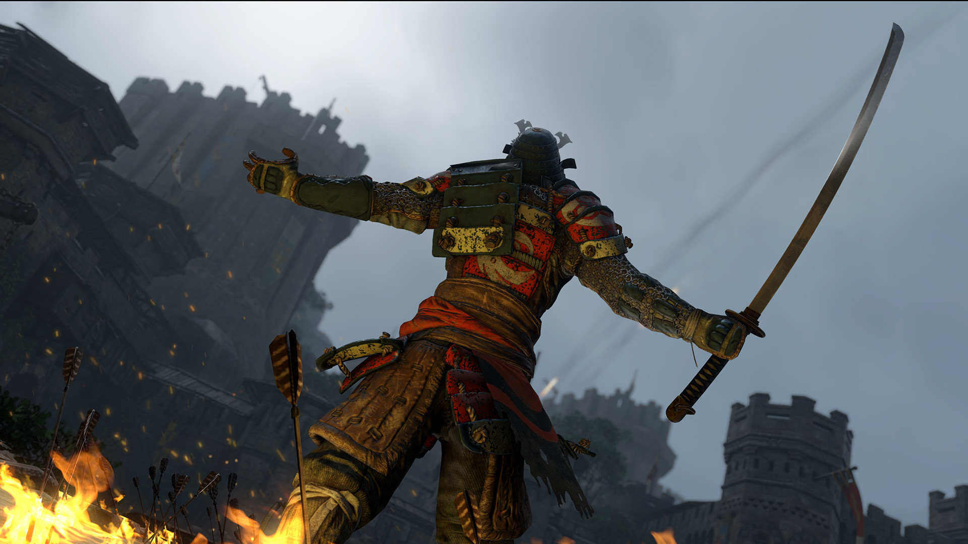 For Honor, Kensei, Samurai, Katana, Fuoco, 16:9 Full HD, sfondo widescreen