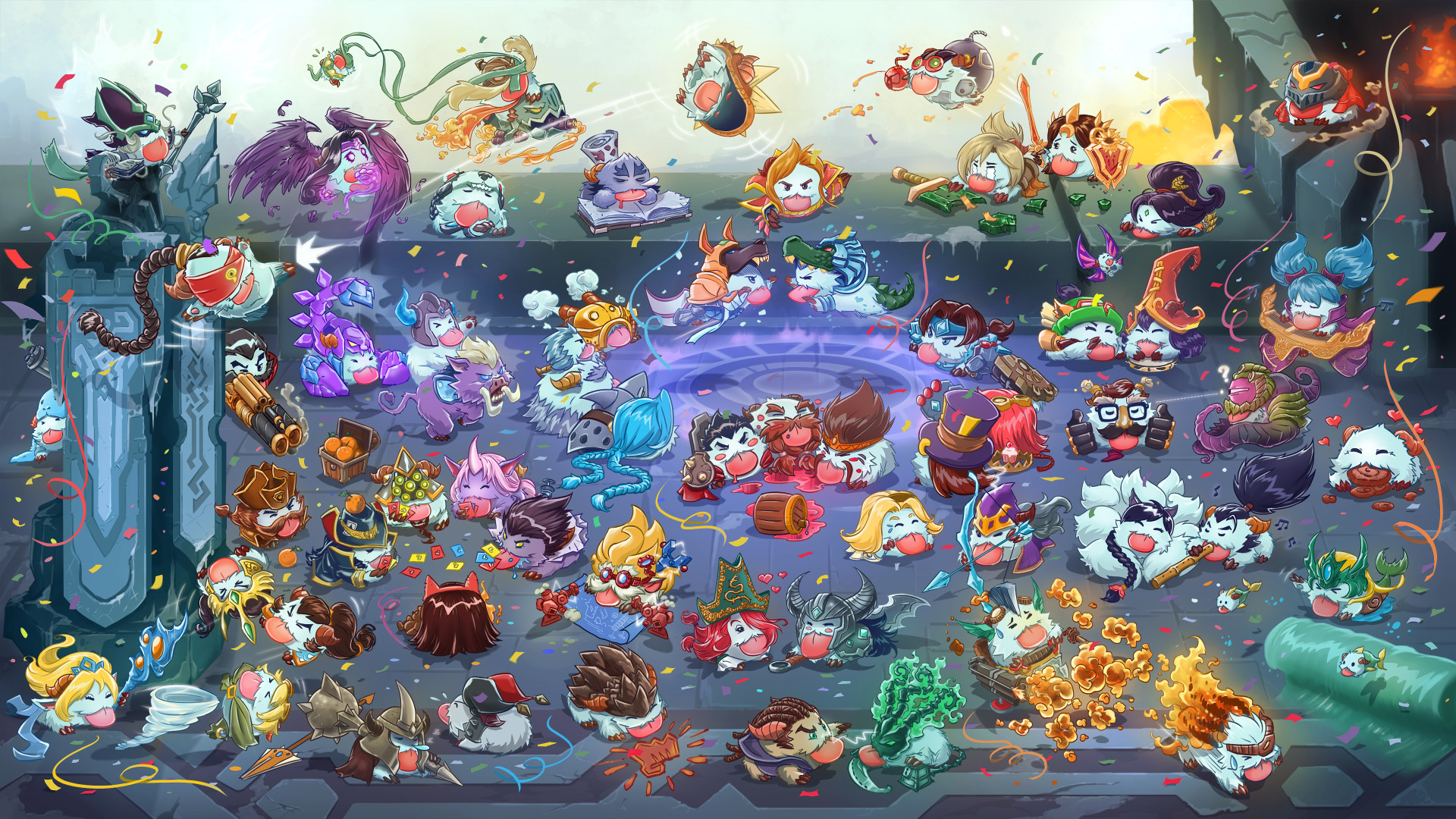League of Legends, Poro, Campioni, Chibi, Full HD, sfondo per PC