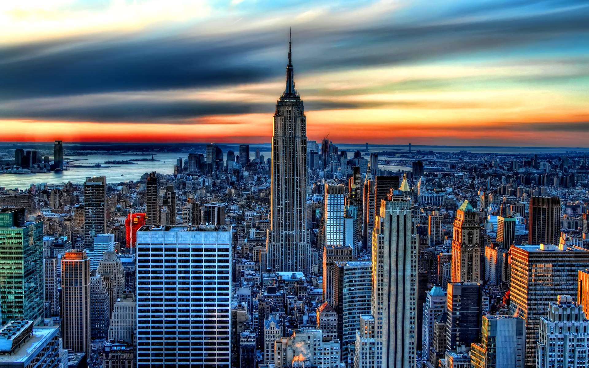 Empire State Building, Manhattan, New York, Tramonto, HDR, 1920x1200, sfondo MacBook Pro