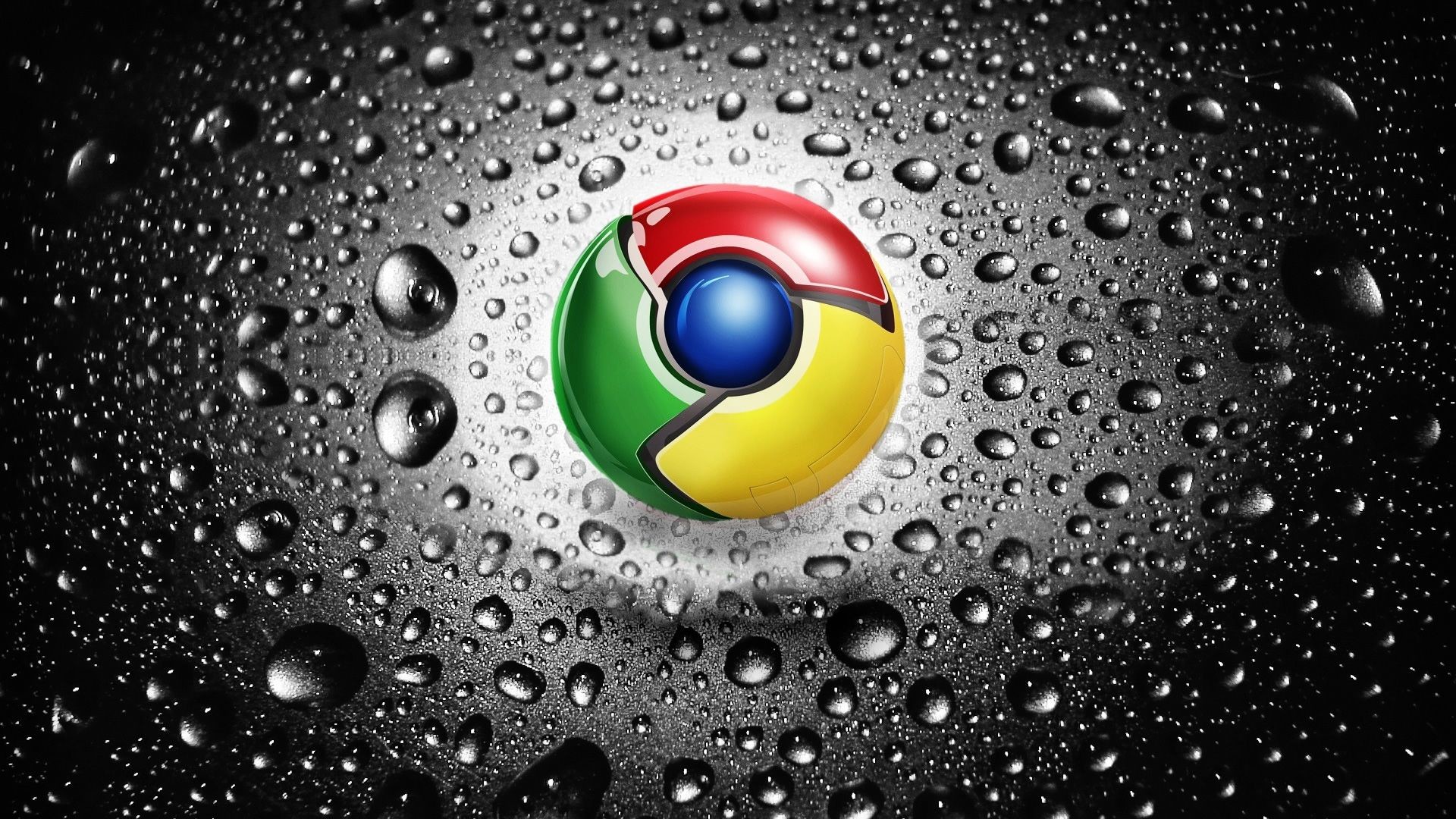 Google Chrome, Logo, Gocce d'acqua, Bianco e nero, sfondo tablet