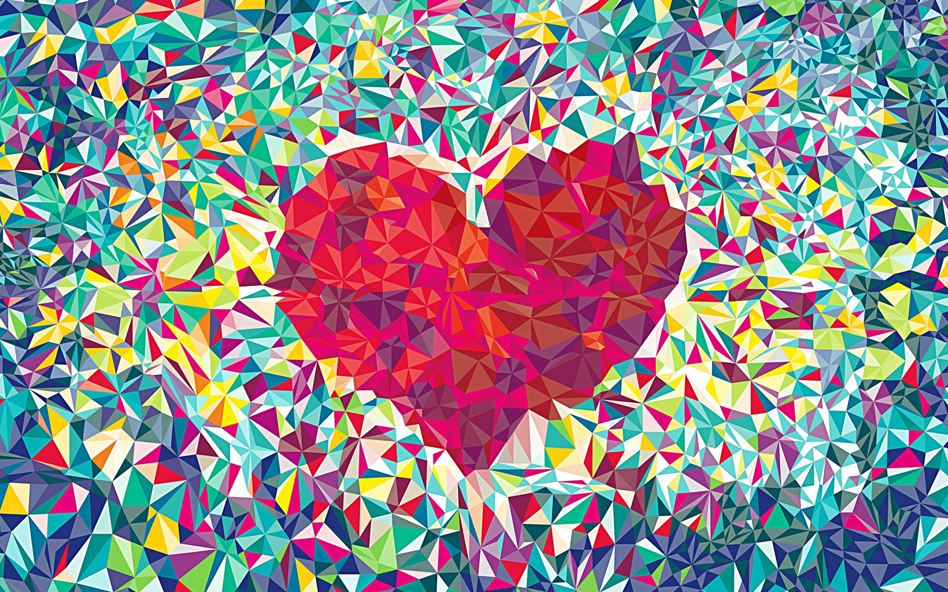 Cuore, Low poly, Mosaico, Coloratissimo, 1920x1200, immagine di sfondo