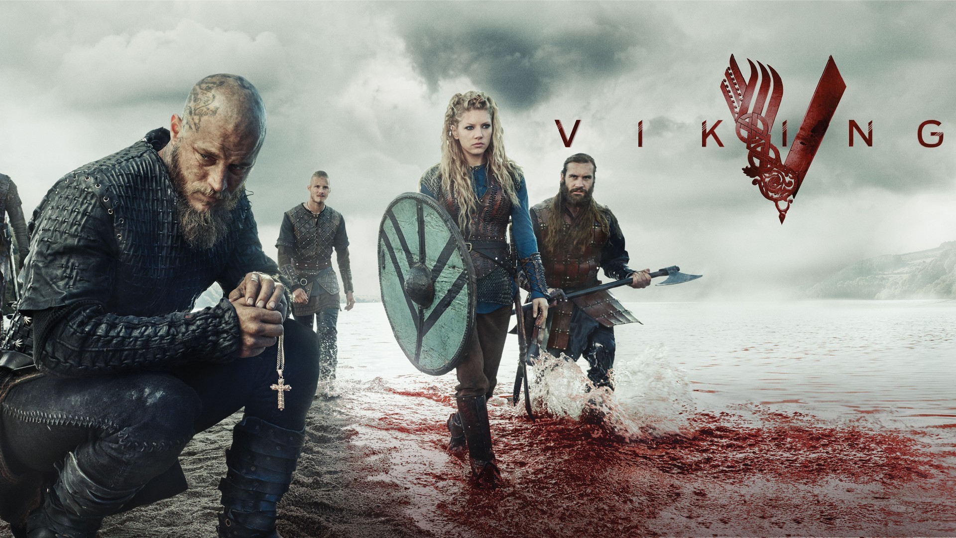 Ragnar Lothbrok, Lagertha, Floki, Vikings, Spiaggia, Full HD, sfondo per PC
