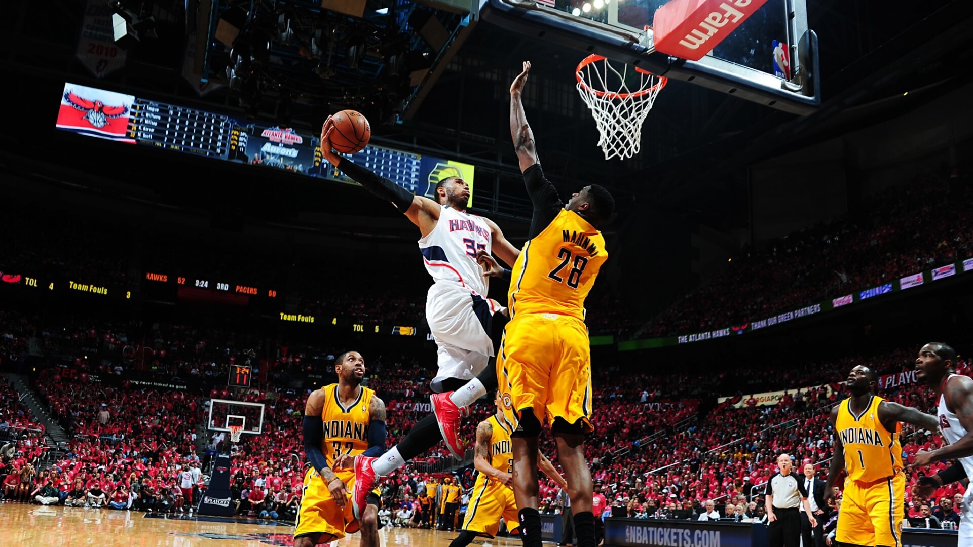 Atlanta Hawks, Indiana Pacers, Schiacciata, Palazzetto, 16:9 Full HD, sfondo widescreen