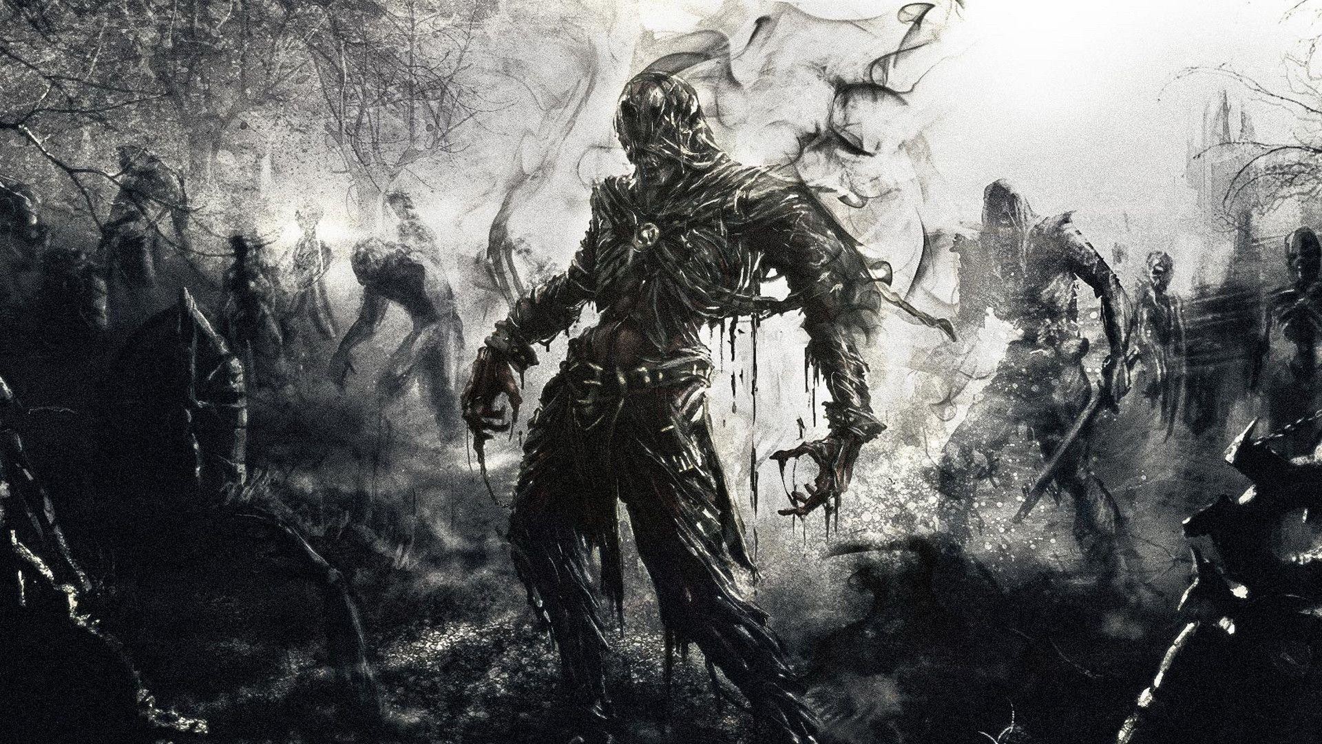 Dying Light, Zombie, Bianco e nero, Orrore, Full HD, sfondo per portatile