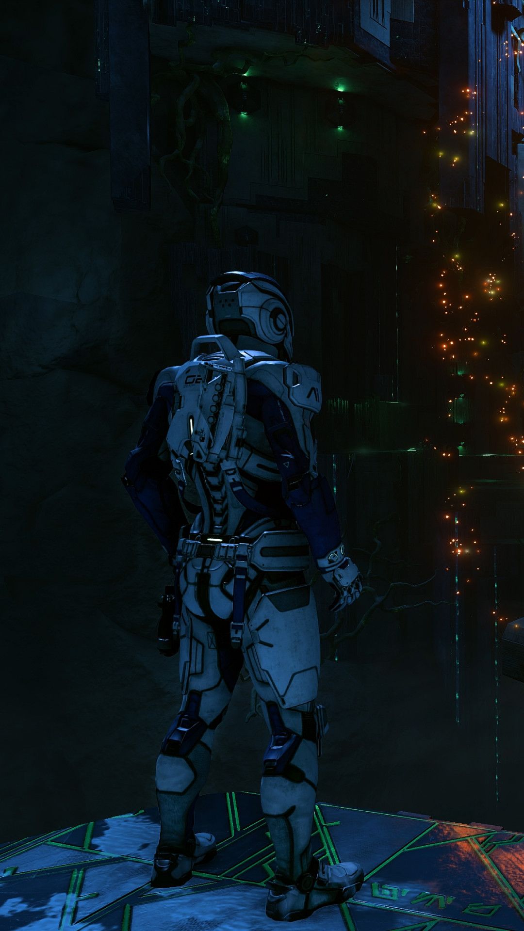 Mass Effect: Andromeda, Ryder, Rovine Remnant, Esplorazione, Blu scuro, sfondo Full HD per cellulare