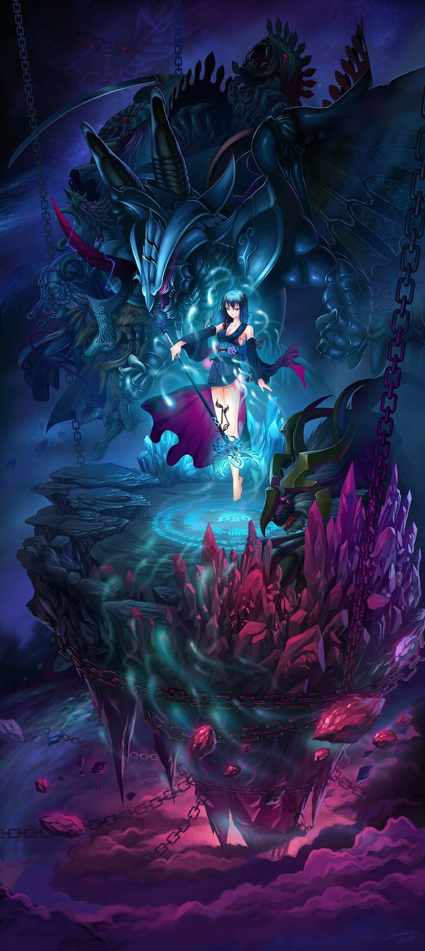 Fan art, Mostri, Viola, QHD+, sfondo per iPhone e Android