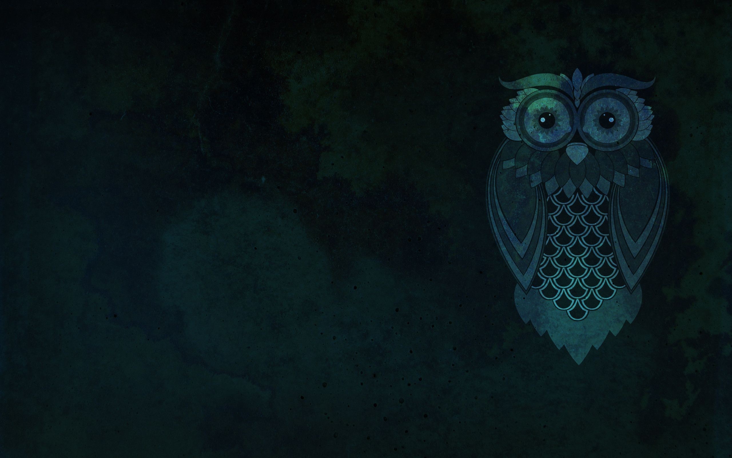 Gufo, Illustrazione, Ornamenti, Sfondo verde scuro, 2K, wallpaper desktop