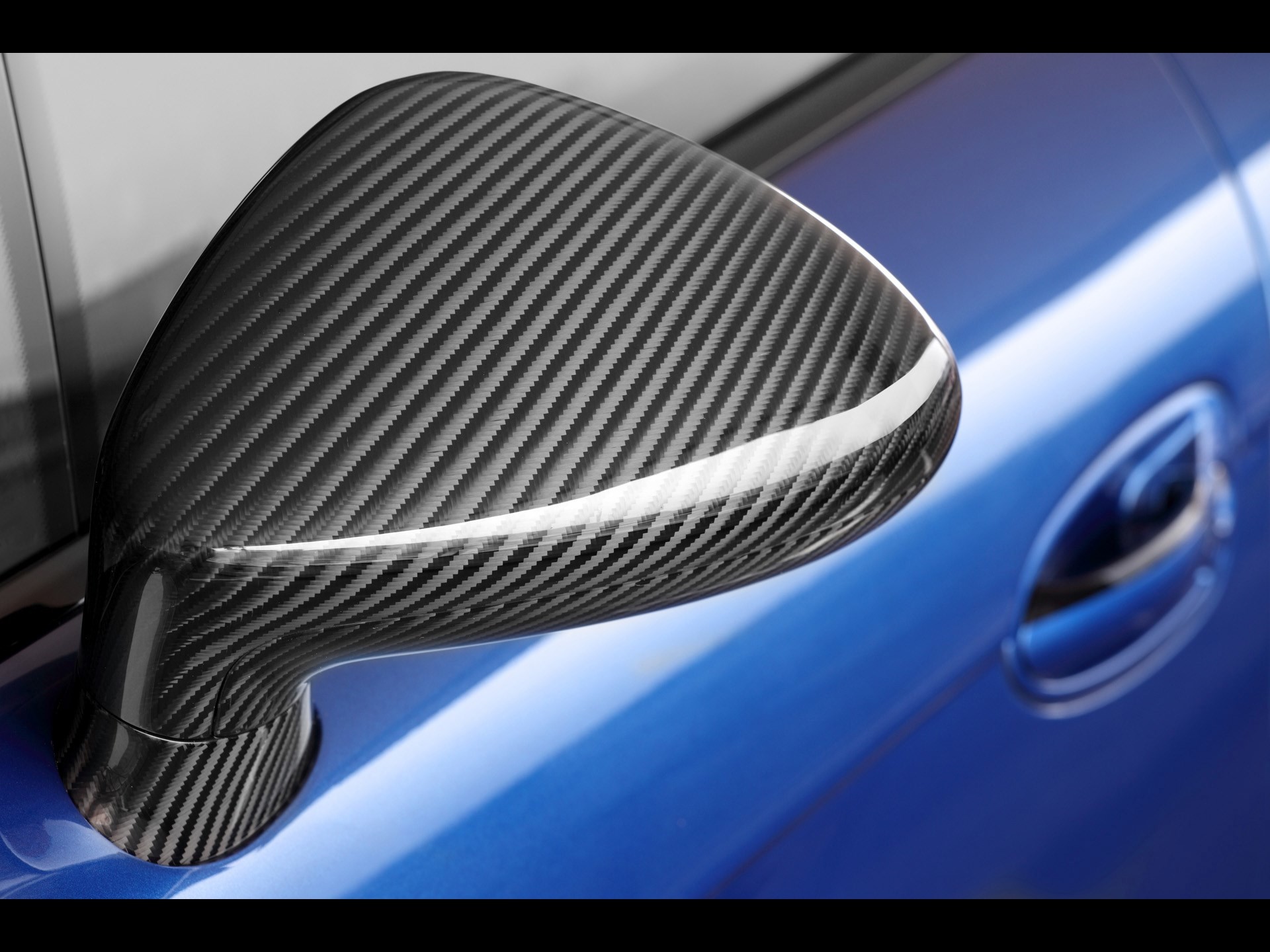 Specchietto retrovisore, Fibra di carbonio, Porsche, Blu, sfondo per iPad e tablet