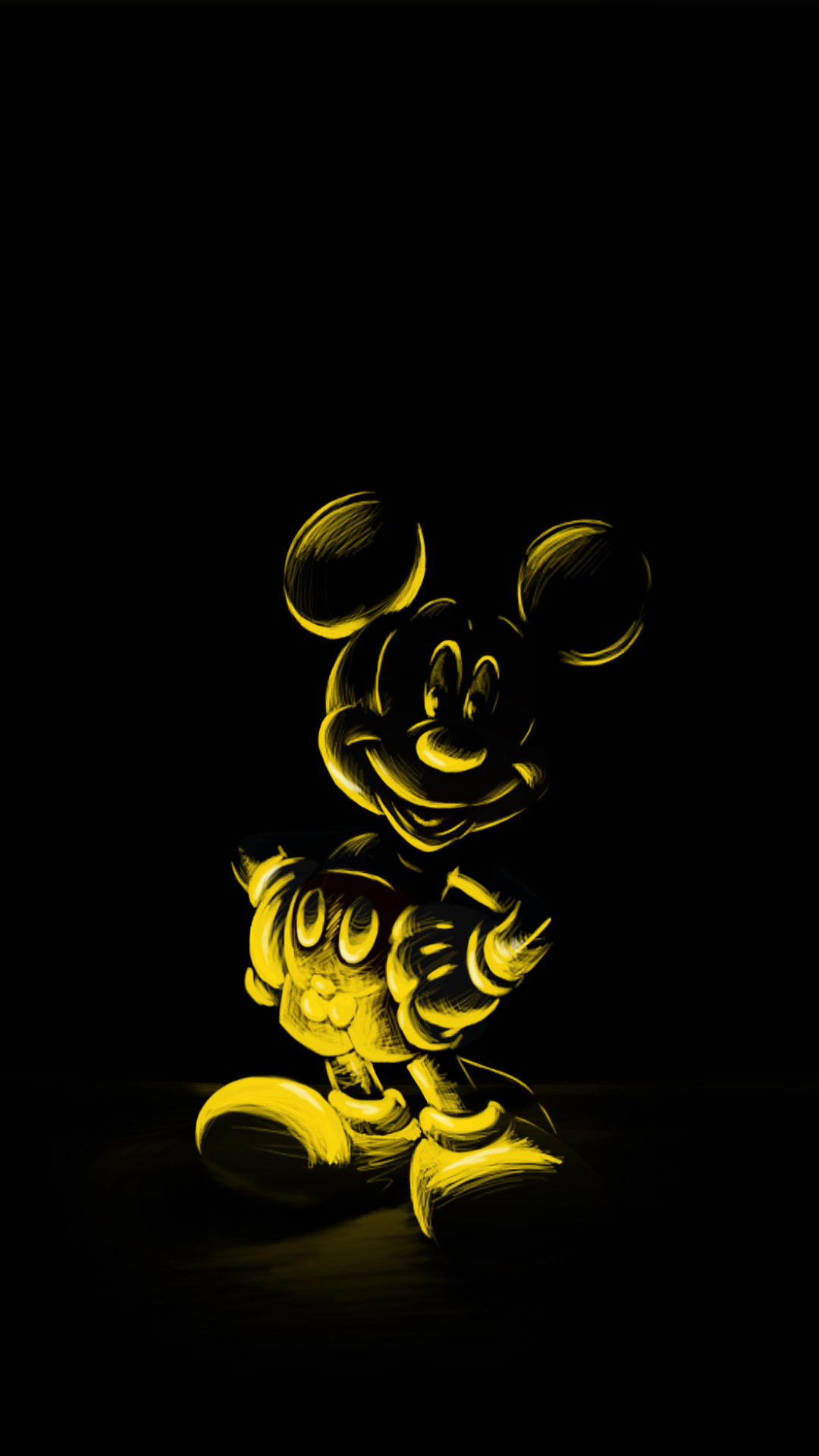 Topolino, Disney, Oro, Sfondo nero, schermata Home iPhone