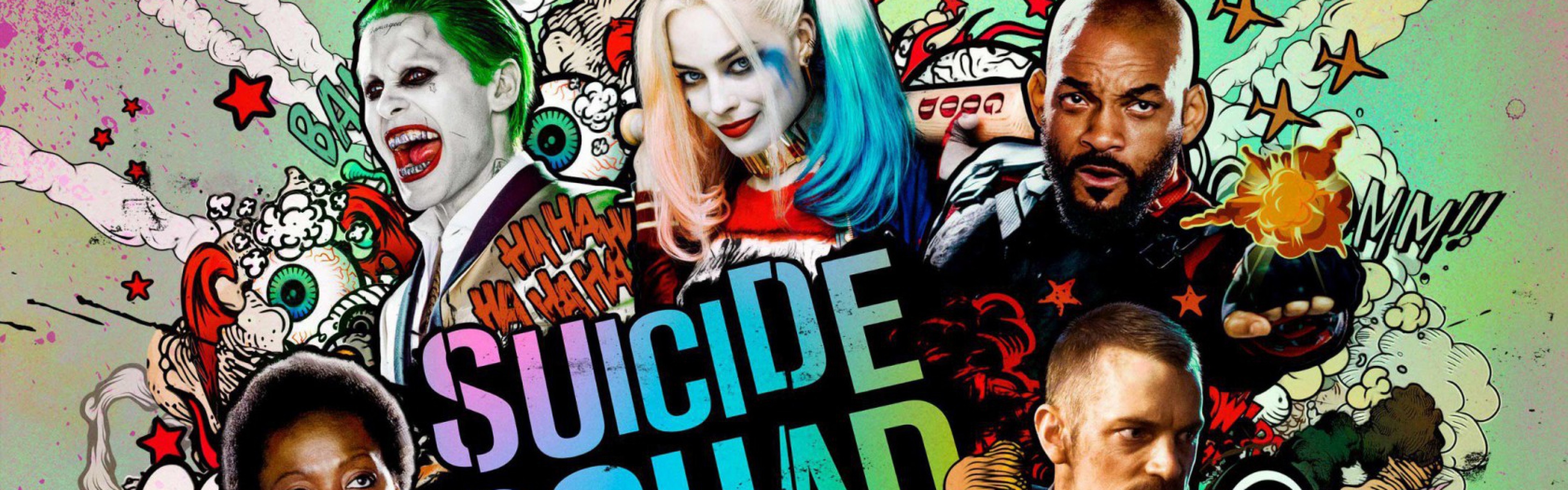 Suicide Squad, Joker, Harley Quinn, Will Smith, Collage, doppio schermo, sfondo Full HD