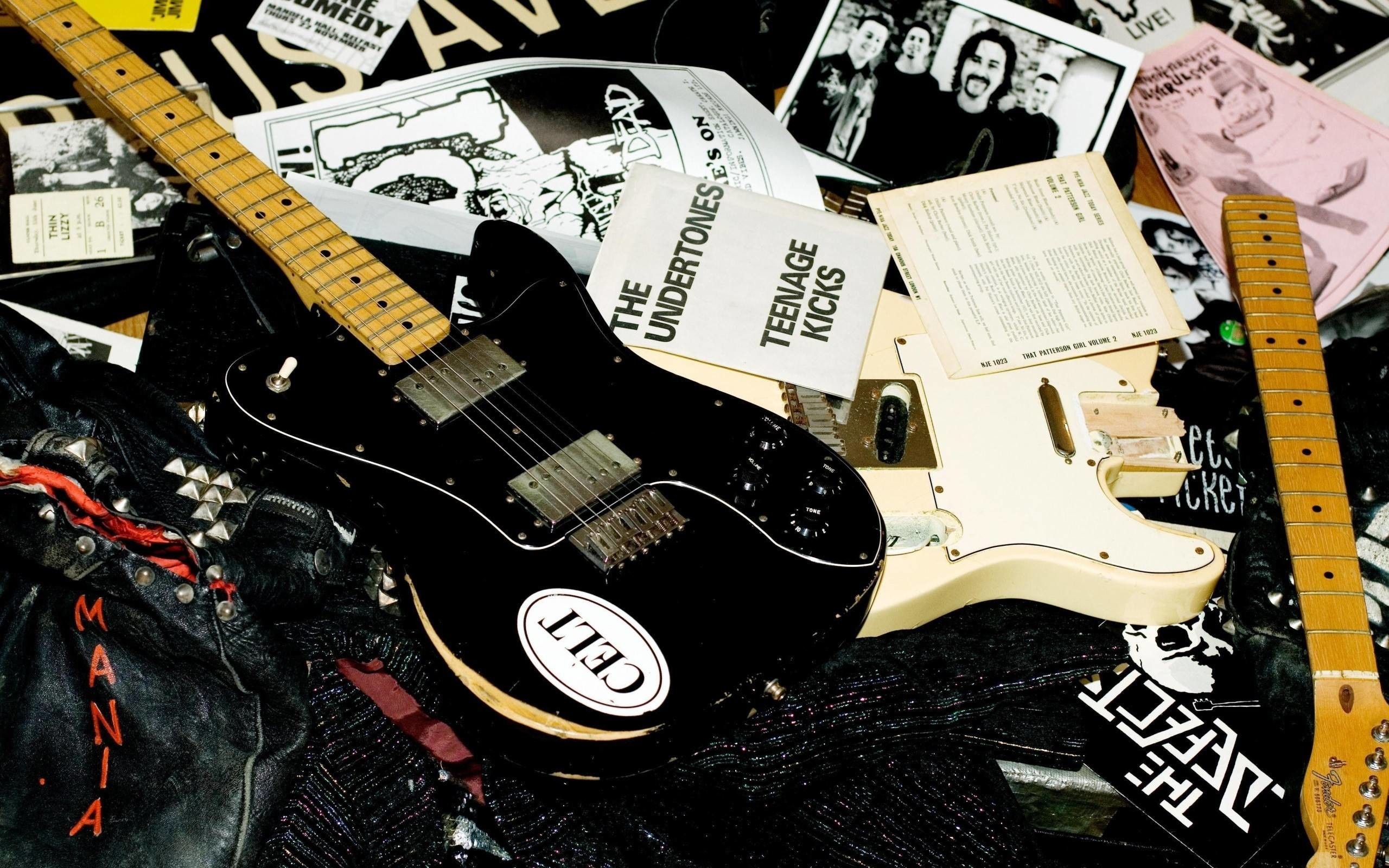 Chitarre elettriche, Ritagli di giornale, Punk rock, Collage, 2560x1600, sfondo per PC
