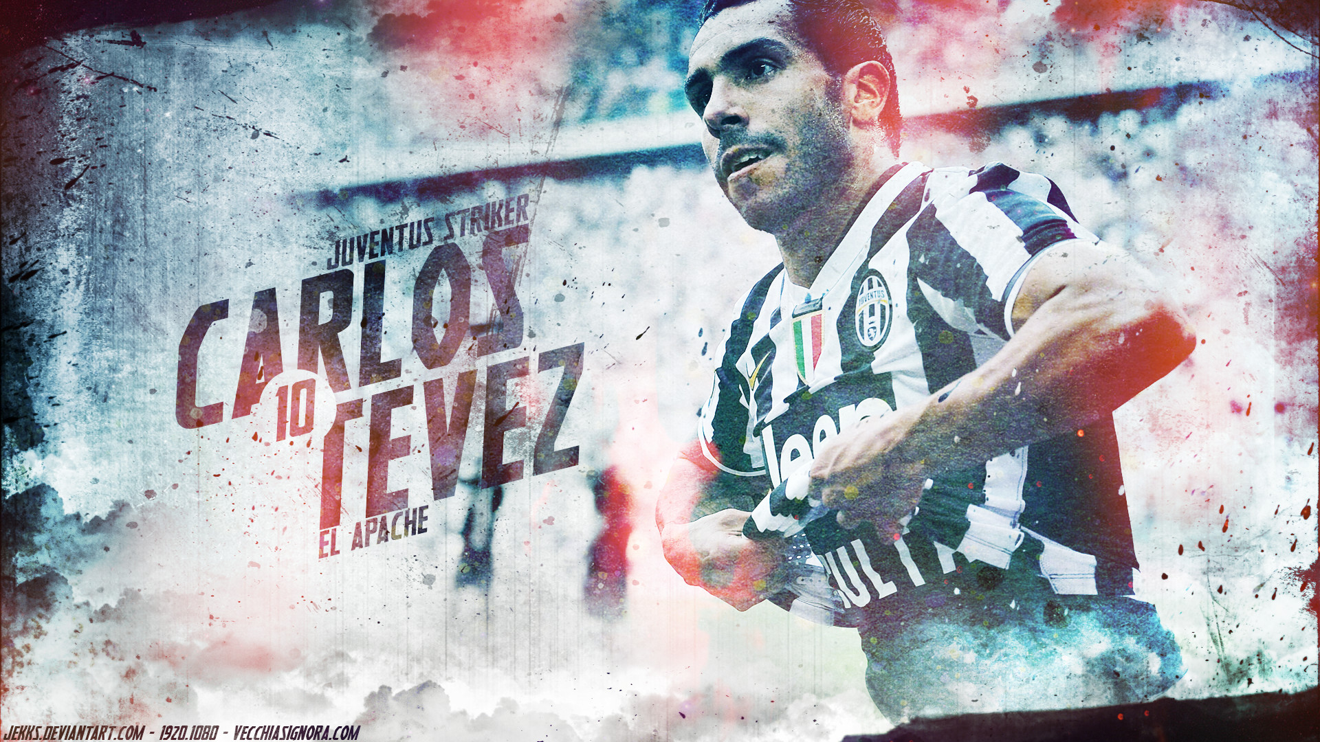 Juventus, Carlos Tévez, Numero 10, Arte digitale, Full HD, sfondo desktop