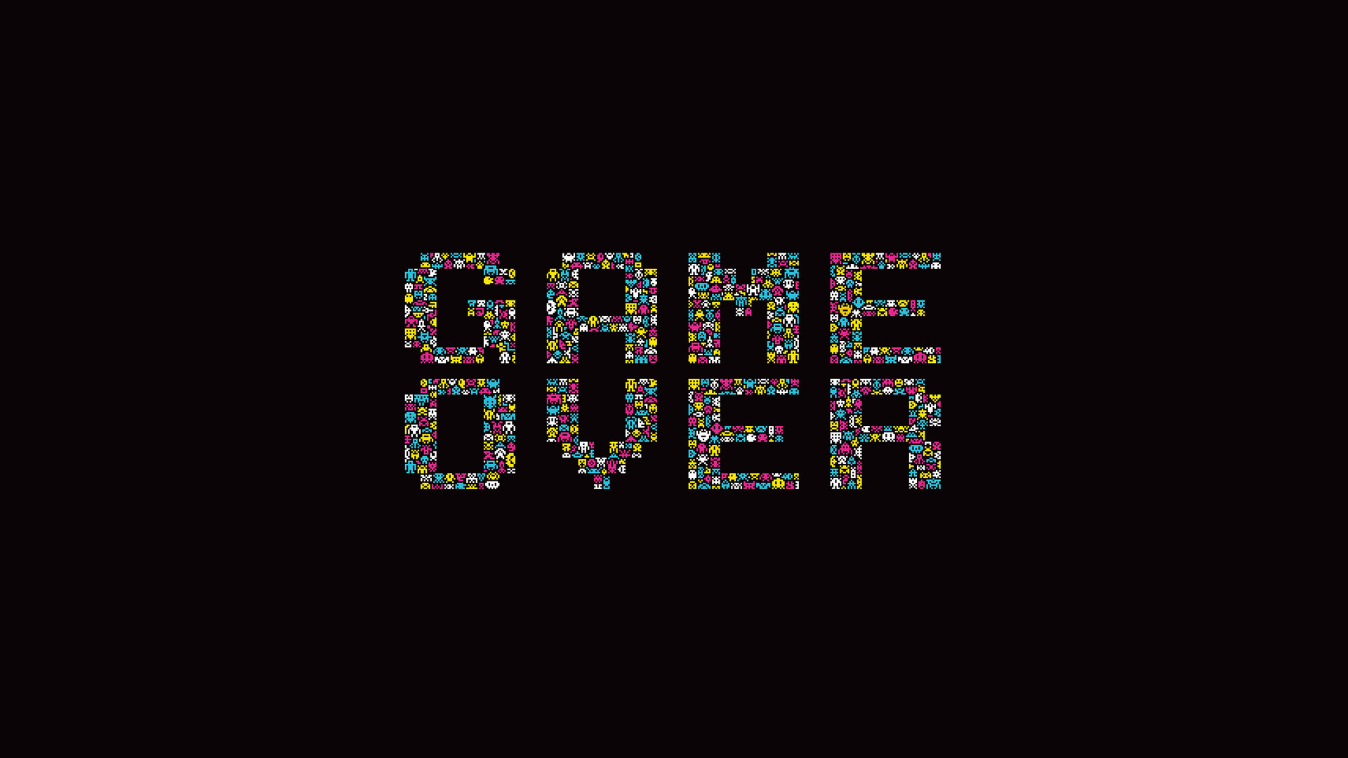 Game Over, Pixel art, Sfondo nero, Full HD, wallpaper desktop