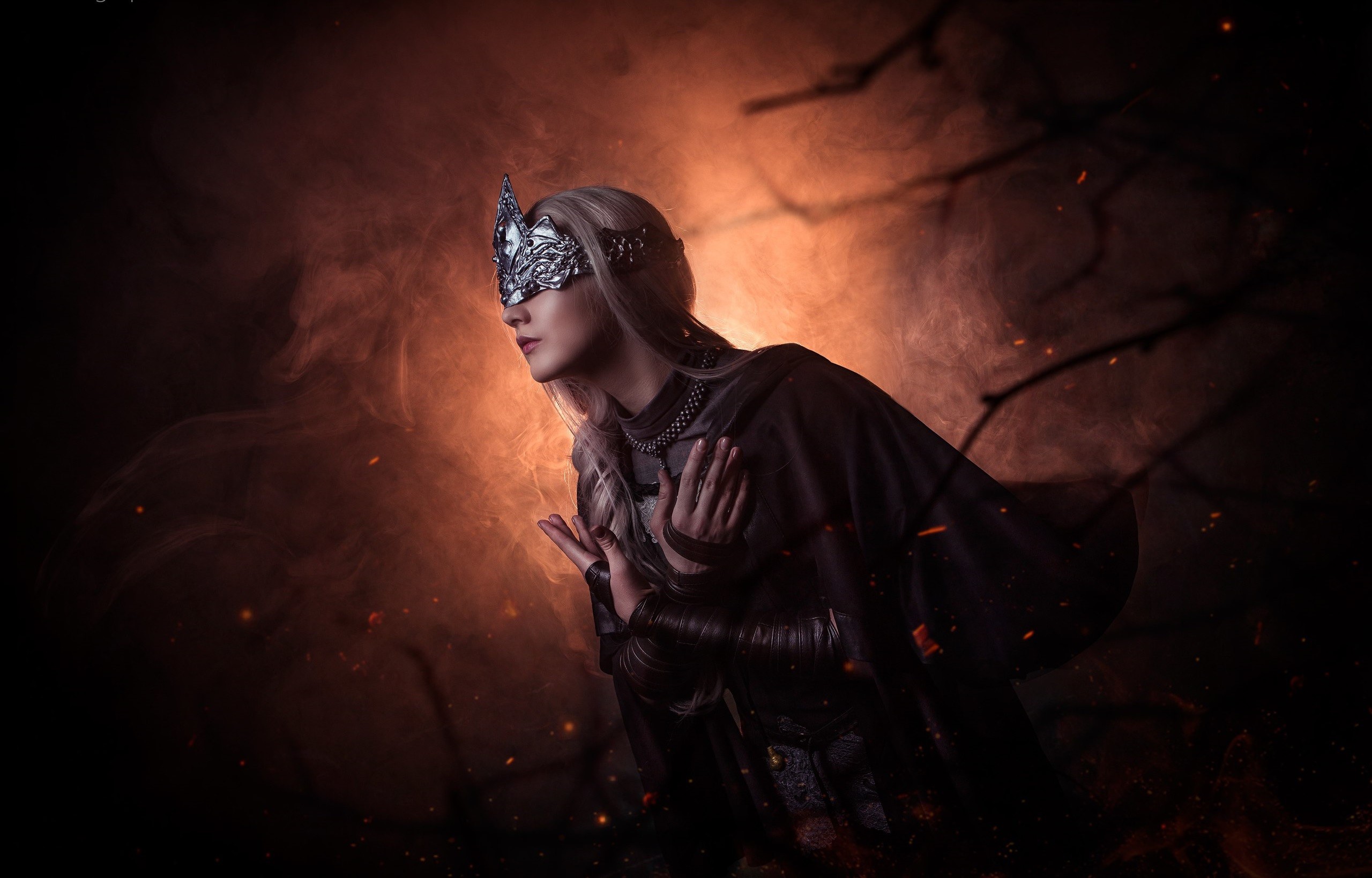 Fire Keeper, Dark Souls III, Maschera, Braci, 2K, sfondo Windows 11