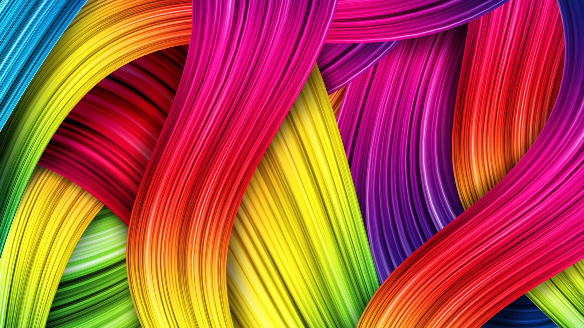 Onde colorate, Arte astratta, Linee curve, Arcobaleno, 16:9 Full HD, wallpaper widescreen