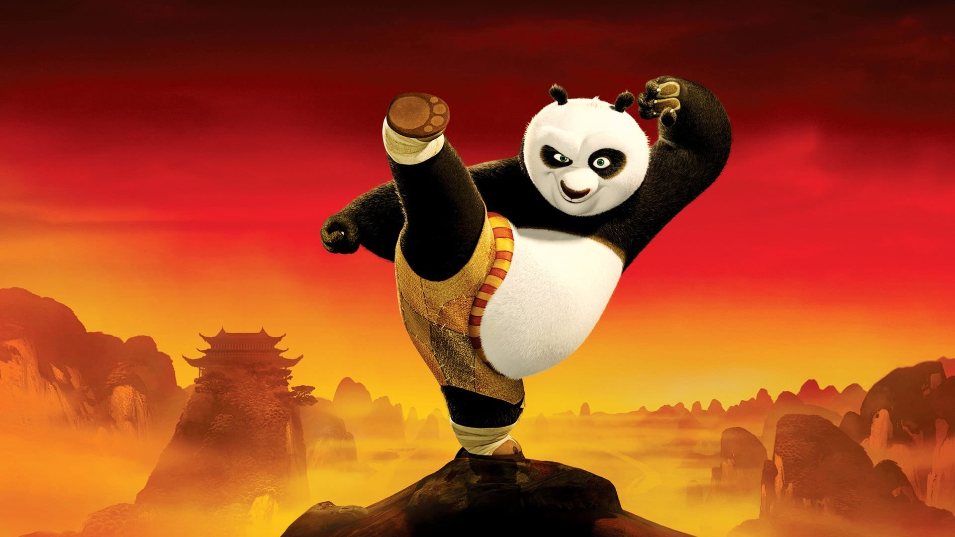 Po, Kung Fu Panda, DreamWorks, Tramonto, 1920x1080, immagine di sfondo