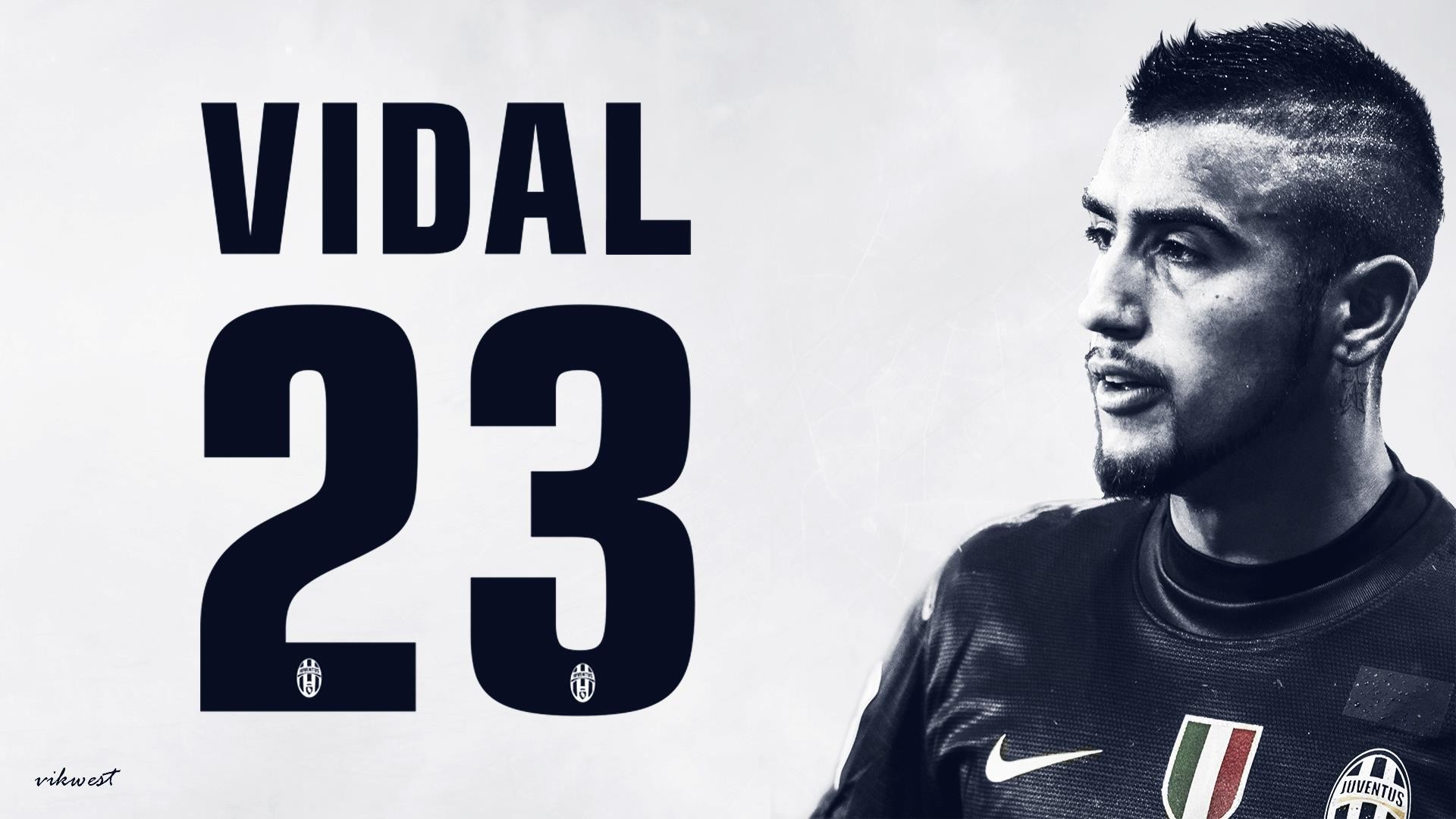 Arturo Vidal, Juventus, Numero 23, Bianco e nero, Full HD, sfondo per PC e portatile