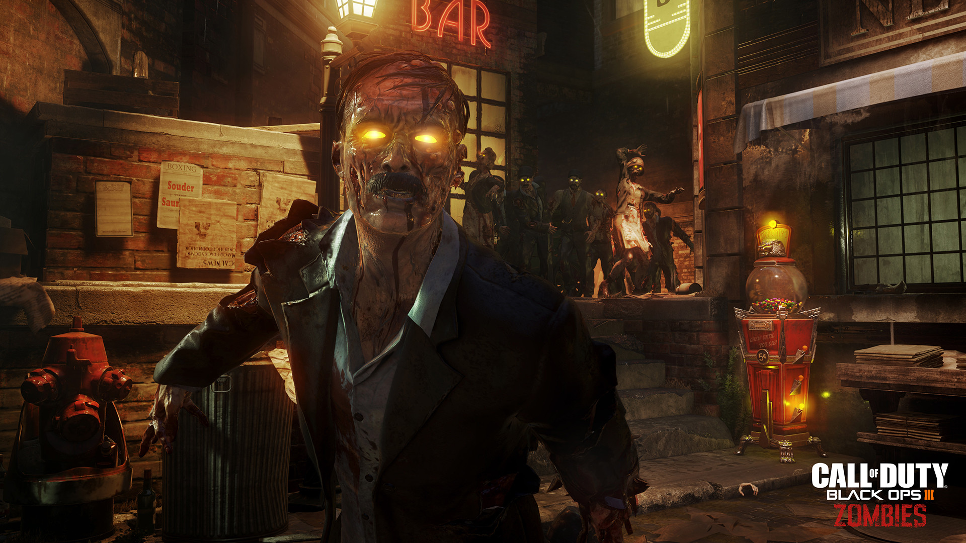 Call of Duty: Black Ops III, Zombies, Shadows of Evil, Zombie, Bar, sfondo desktop Full HD