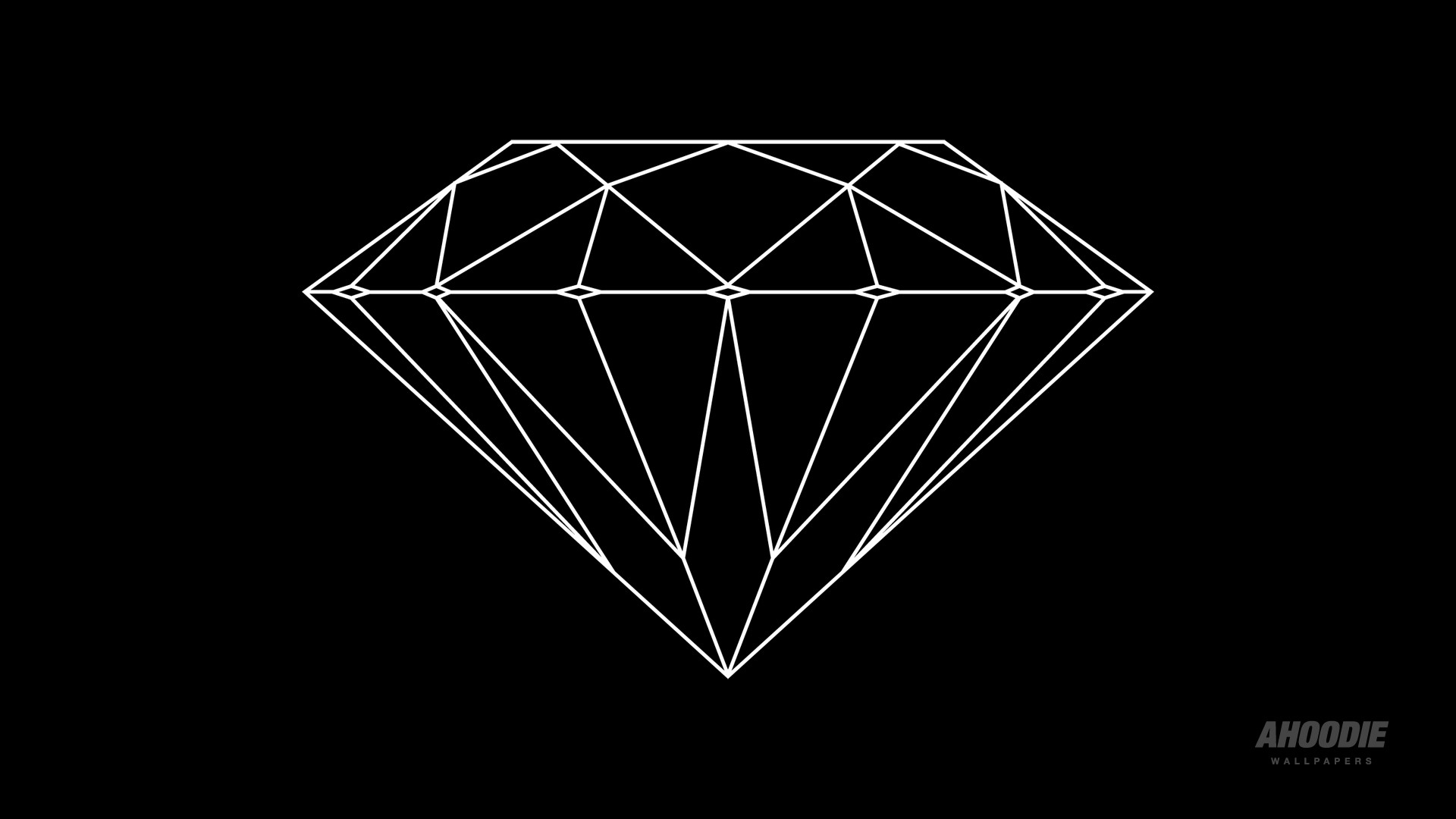 Diamante, Linee bianche, Minimalismo, Sfondo nero, Full HD, wallpaper per computer