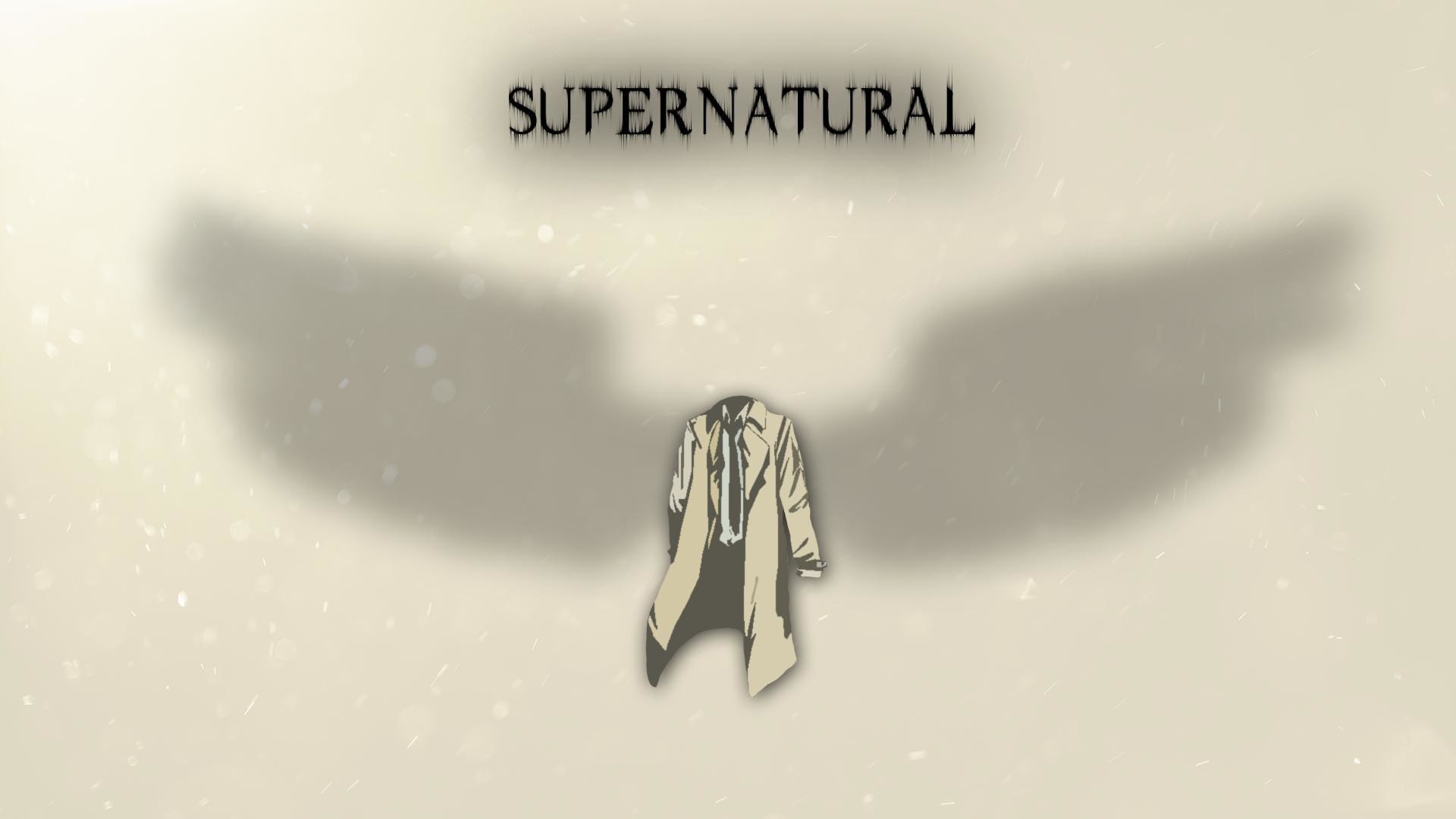 Supernatural, Castiel, Trench, Ali, Minimalismo, Full HD, wallpaper per portatile