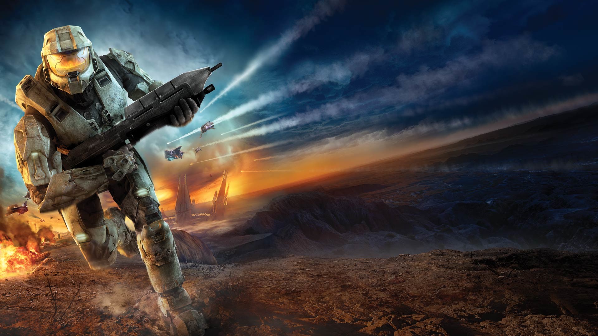 Master Chief, Halo, Fucile, Esplosione, Videogioco, sfondo per desktop