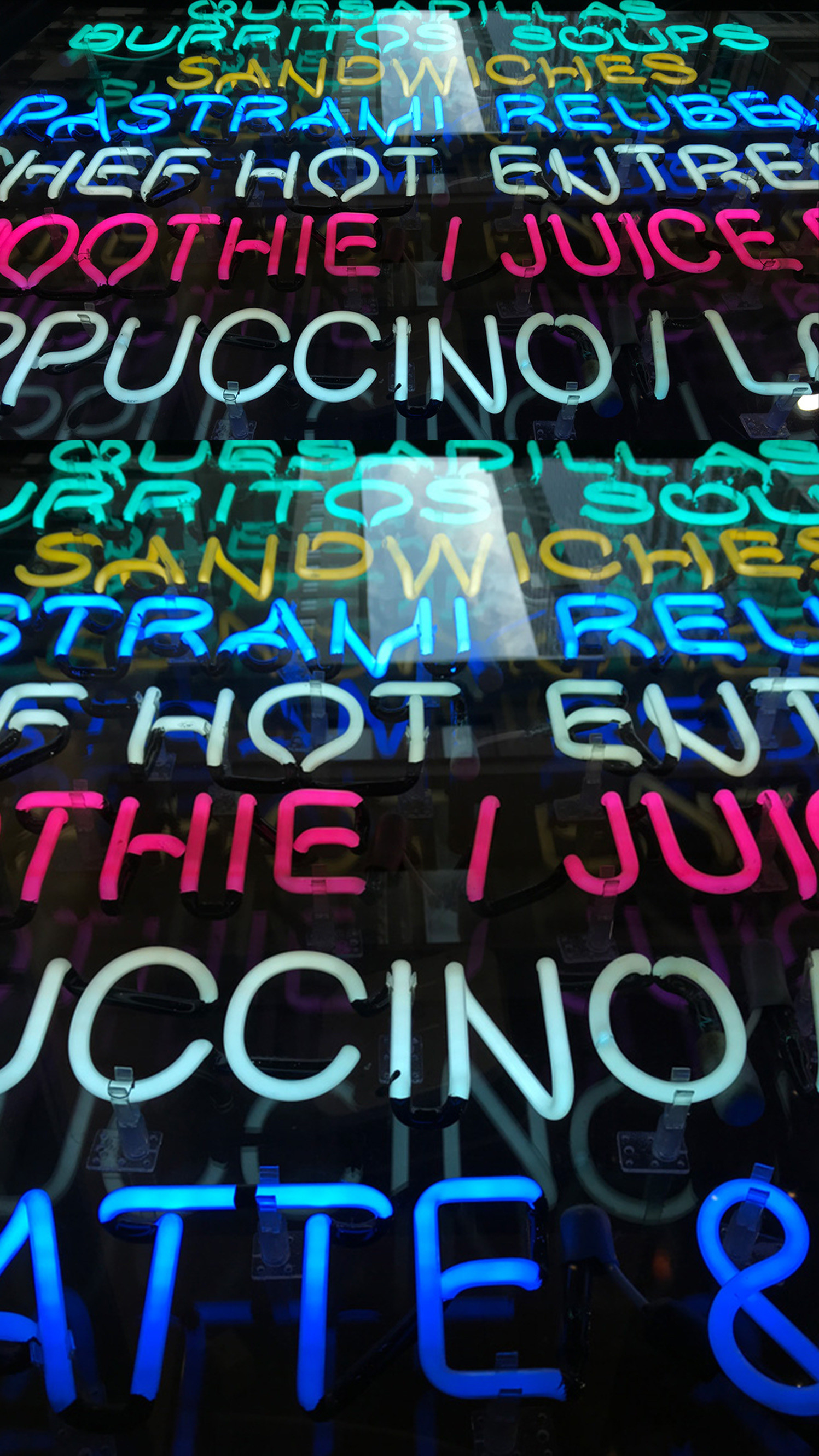 Insegna al neon, Cappuccino, Tipografia, sfondo iPhone 7 Plus QHD+