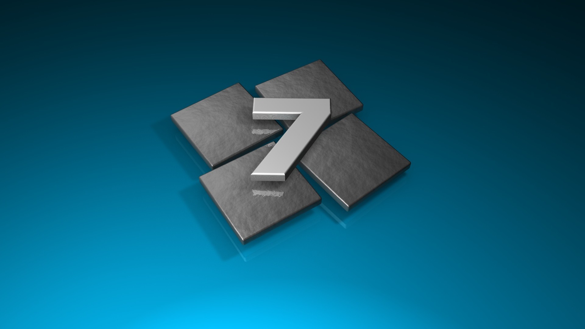 Windows 7, Logo Windows, Metallo, Azzurro, 16:9 Full HD, wallpaper widescreen