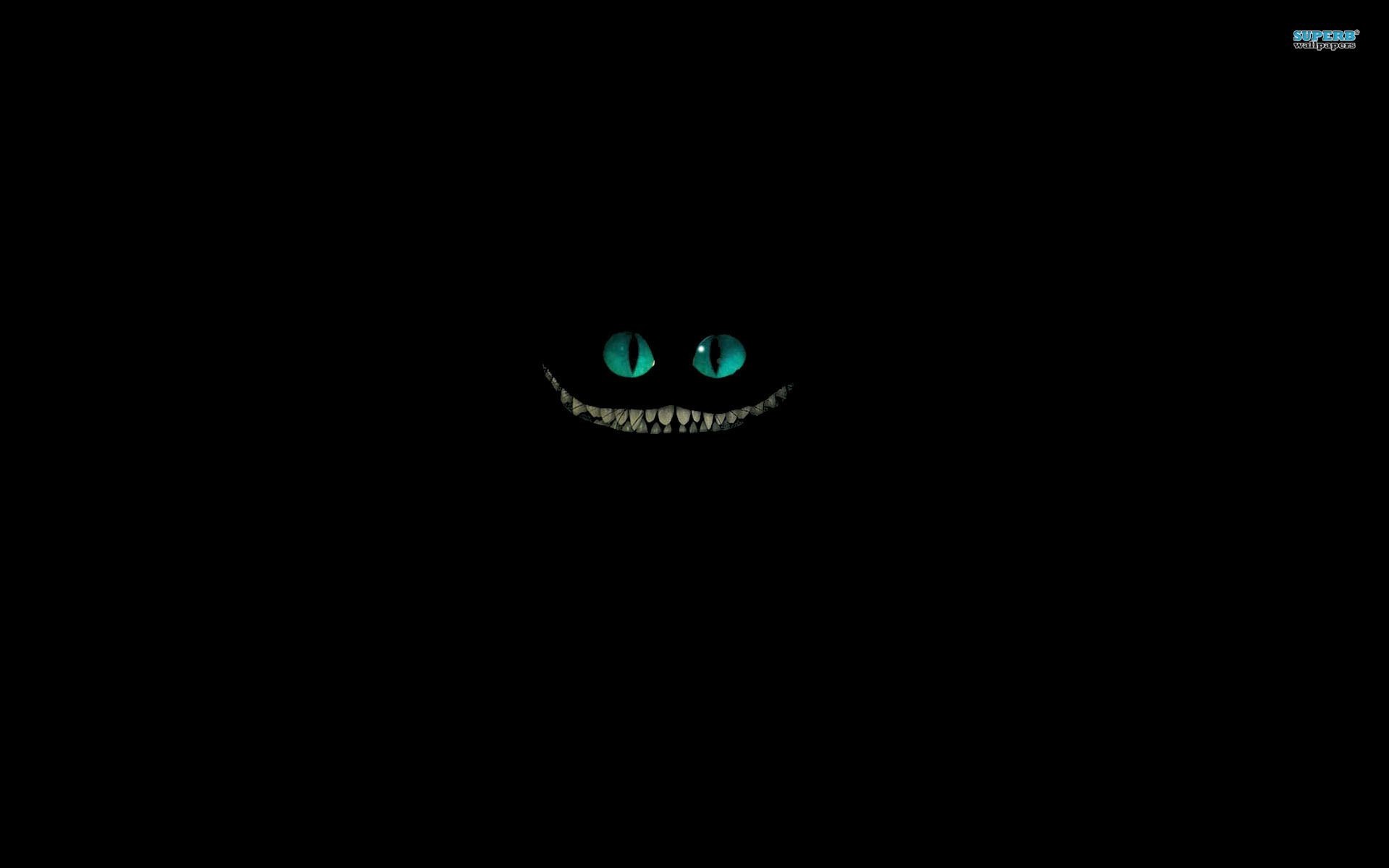 Stregatto, Sorriso, Minimalismo, Sfondo nero, 16:10 Full HD, wallpaper widescreen