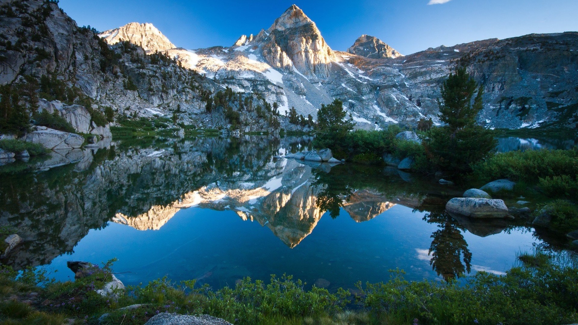 Lago di montagna, Sierra Nevada, Montagne innevate, Full HD, immagine di sfondo PC