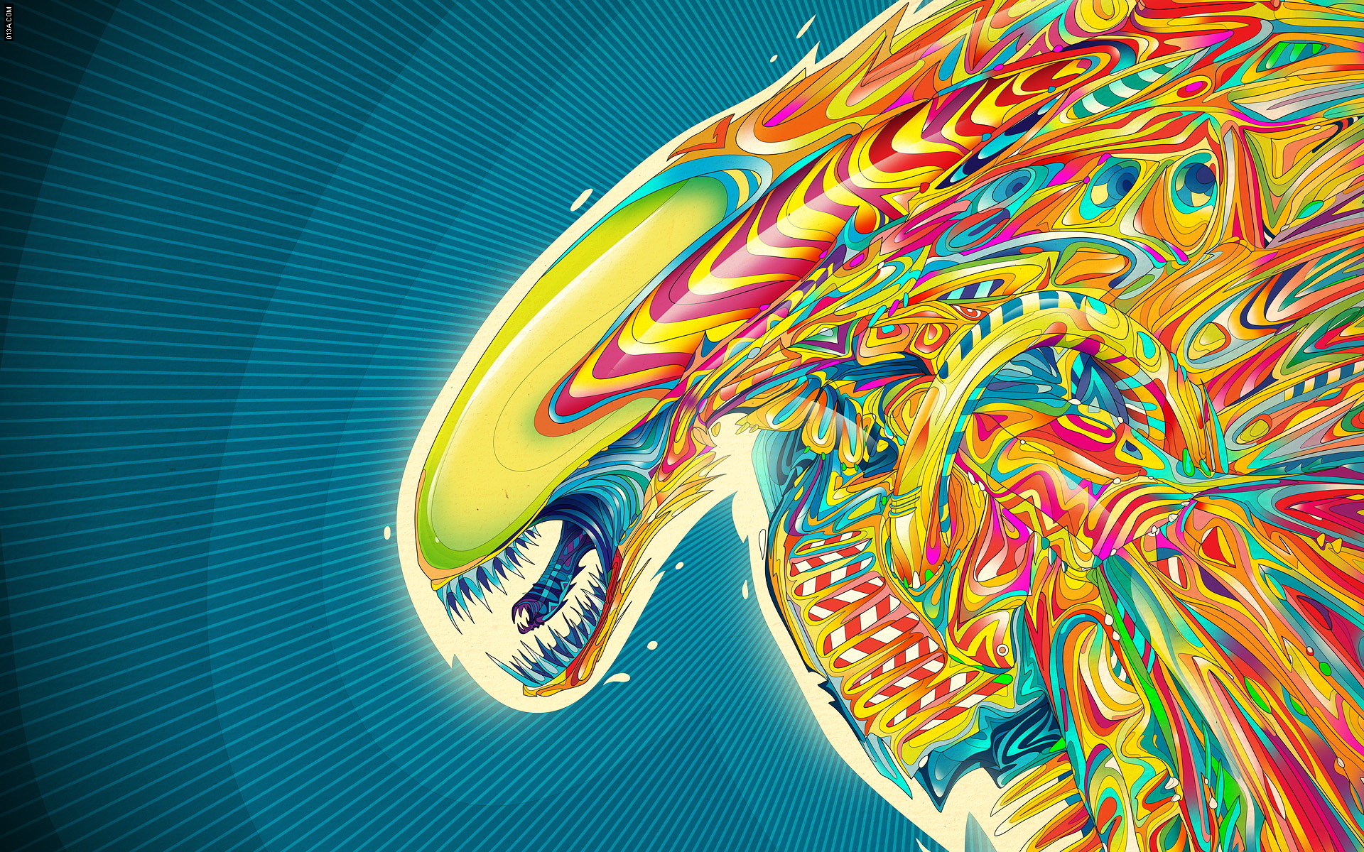 Xenomorfo, Alien, Arte psichedelica, Illustrazione, Full HD, sfondo per PC e portatile