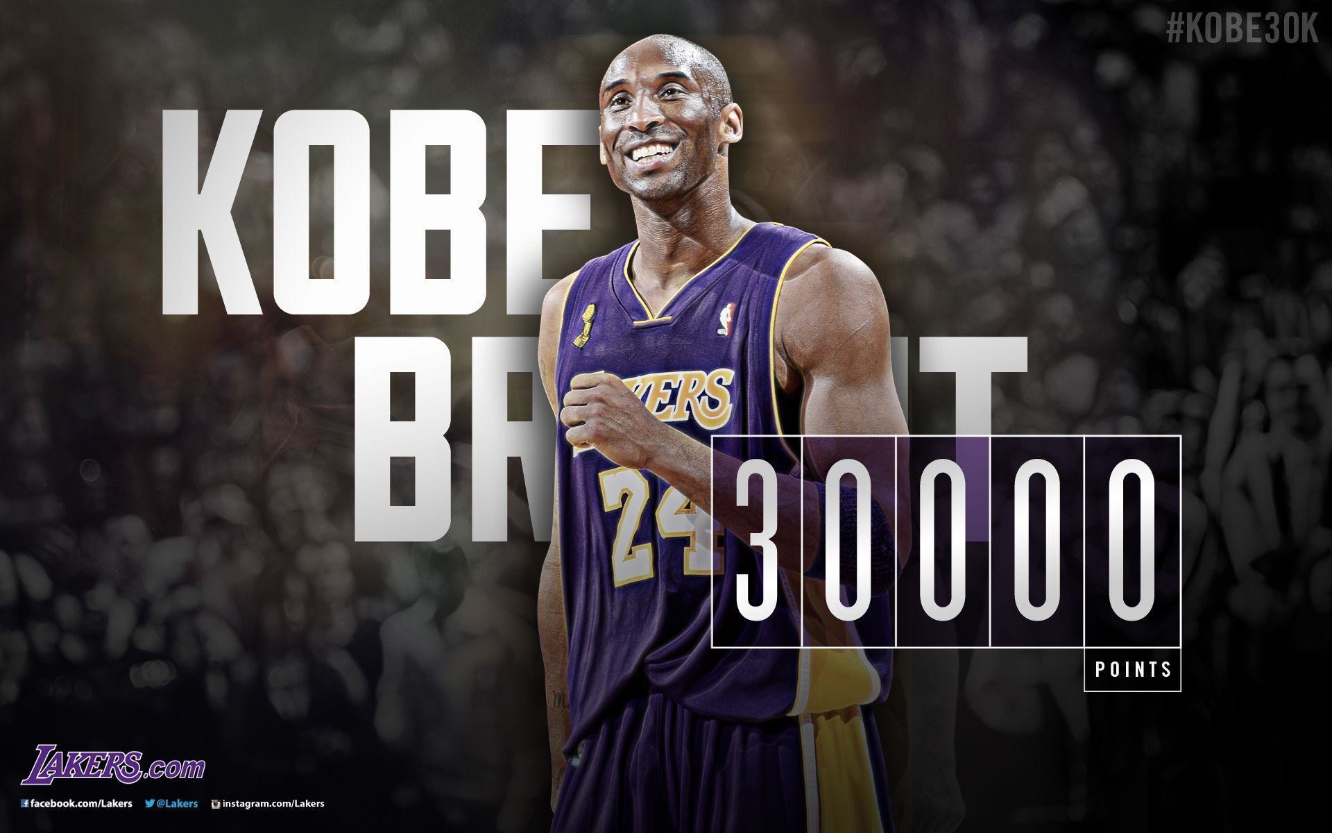Kobe Bryant, Los Angeles Lakers, 30.000 punti, Tipografia, Full HD, sfondo desktop