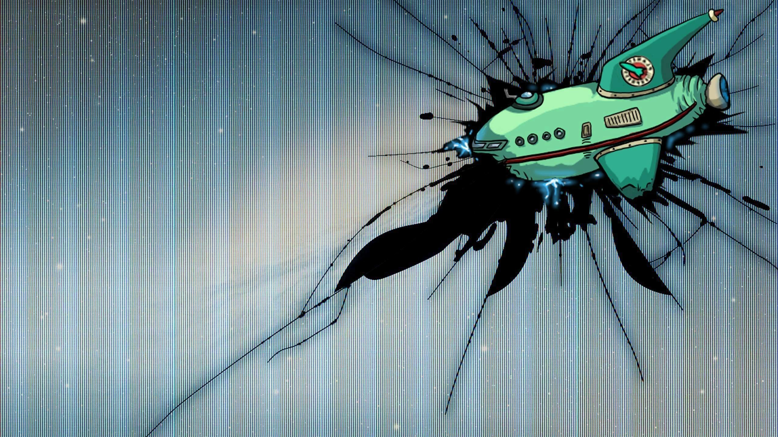 Futurama, Planet Express Ship, Schermo rotto, Illustrazione, 2K, sfondo per PC