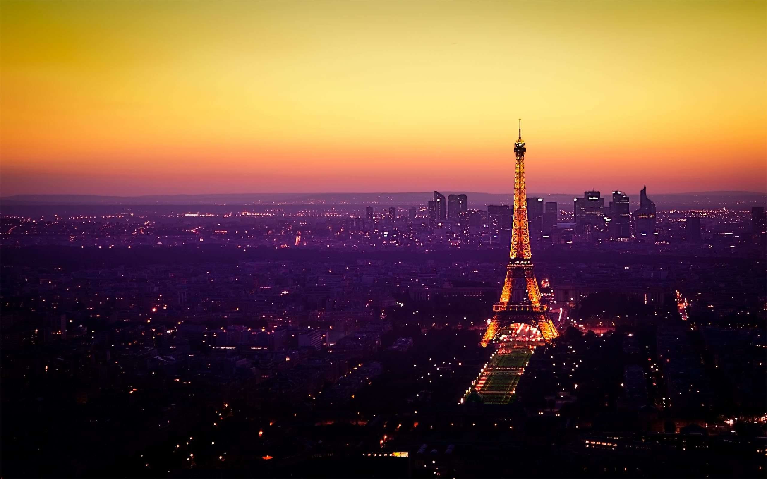 Torre Eiffel, Parigi, Panorama, Tramonto, 2K, sfondo per PC e portatile