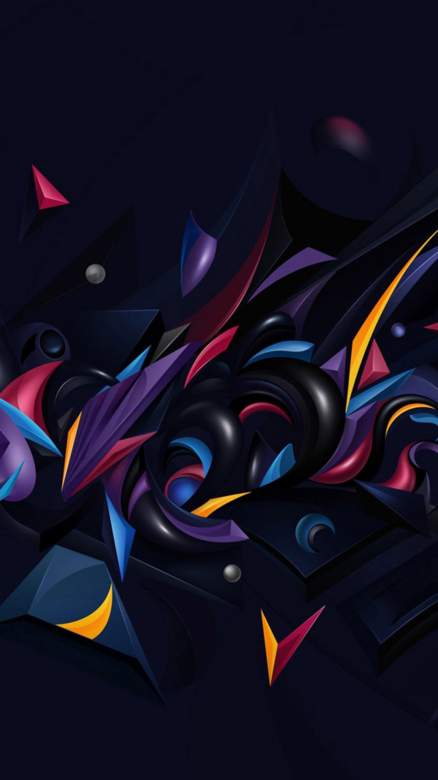 Forme astratte, Sfondo scuro, Colori vivaci, Arte digitale, QHD+, schermata di blocco del cellulare