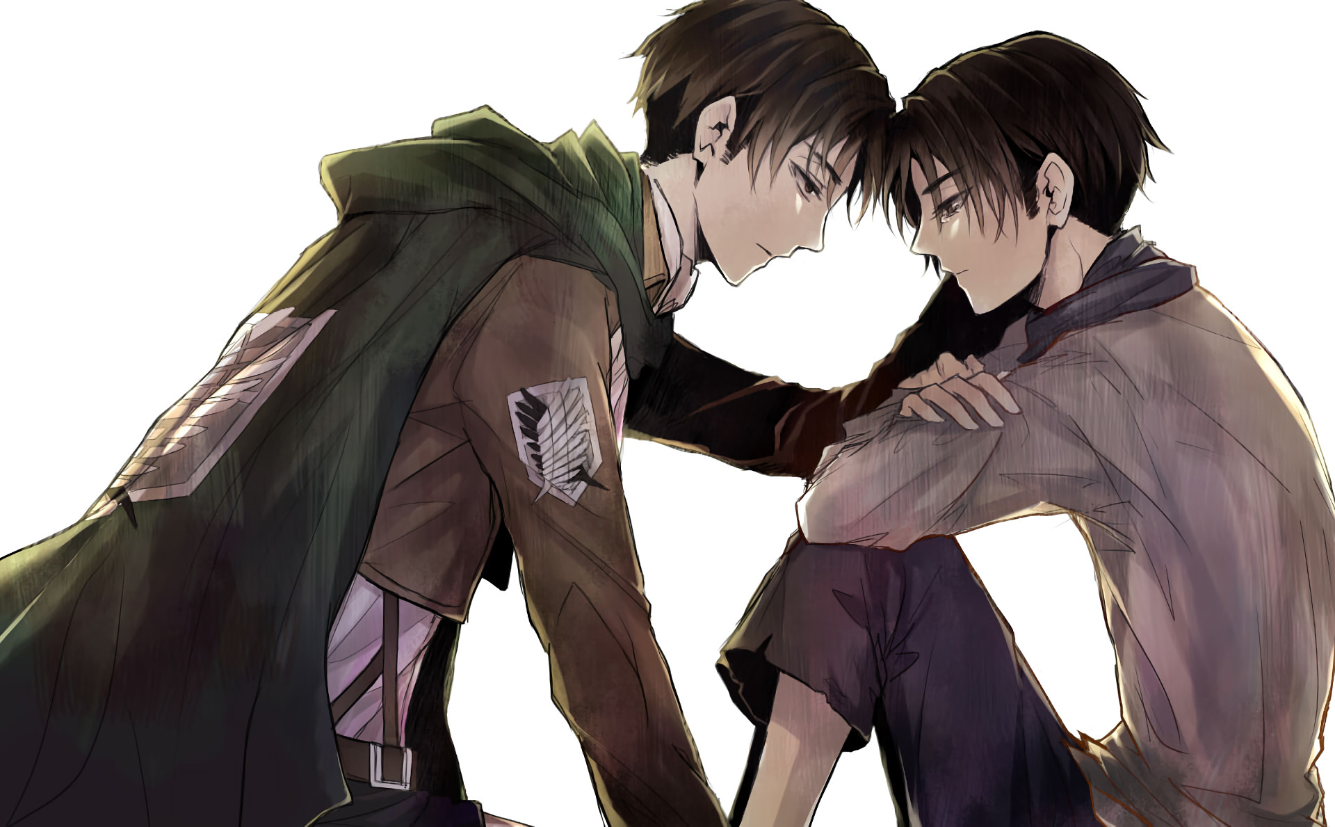 Levi Ackerman, Eren Jaeger, L'attacco dei giganti, Fan art, Full HD, wallpaper desktop