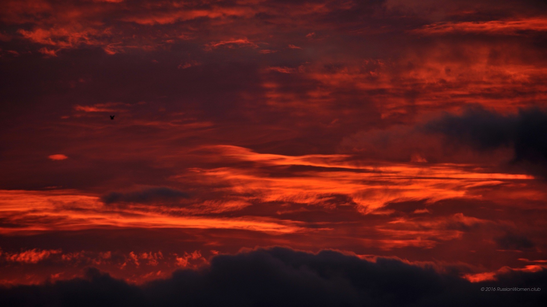 Cielo rosso, Nuvole, Tramonto, sfondo per desktop