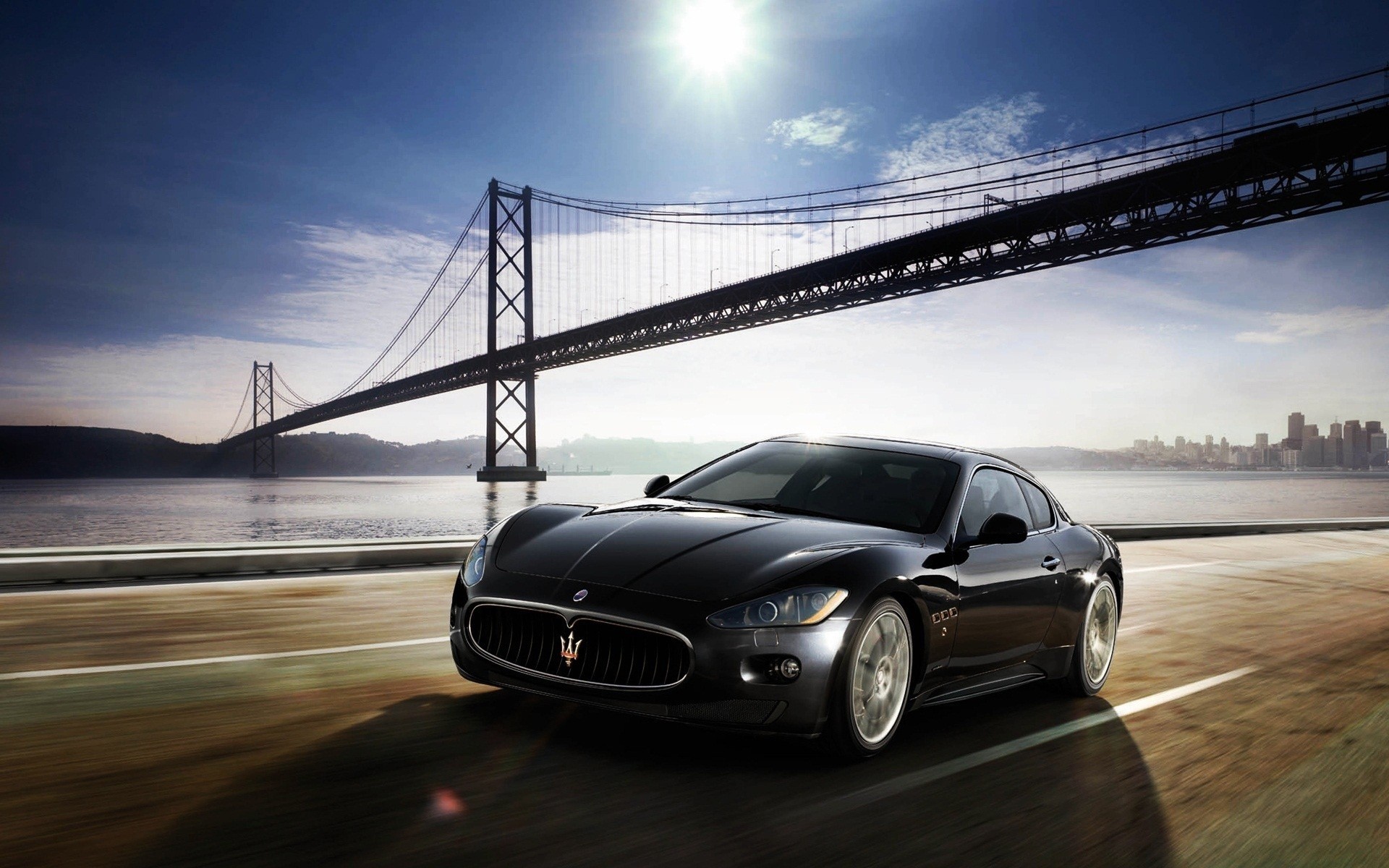 Maserati GranTurismo, Bay Bridge, San Francisco, Coupé, Controluce, sfondo MacBook Air