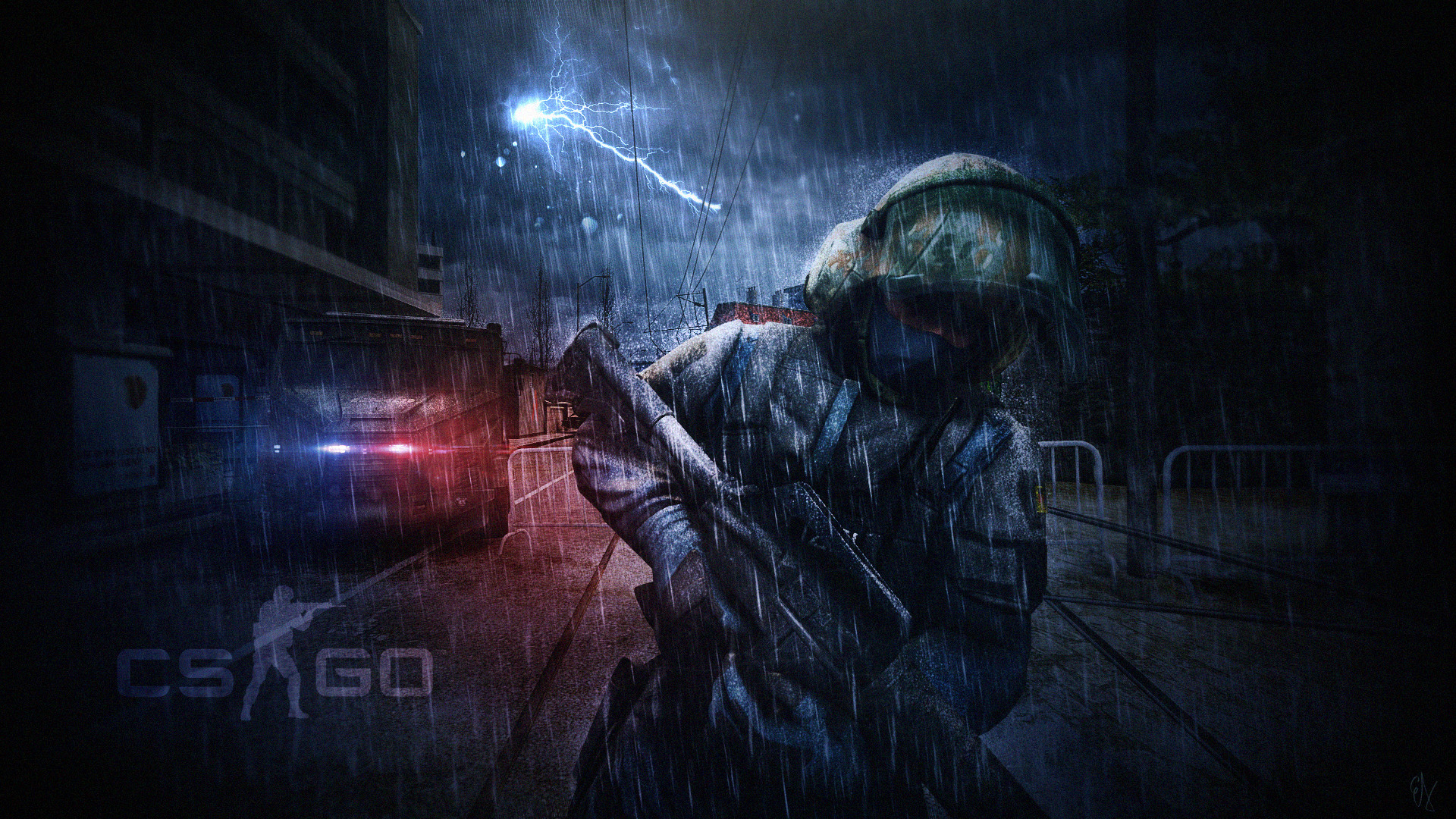 CS:GO, Antiterrorista, Pioggia, Notte, 1920x1080, sfondo per PC