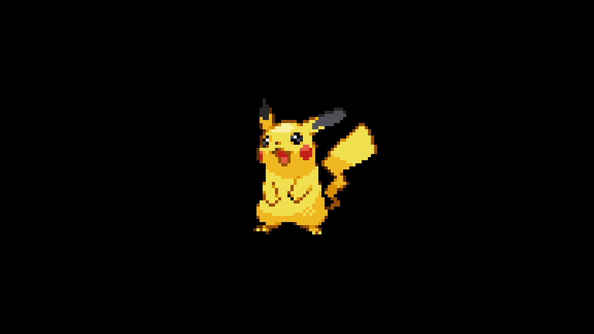 Pikachu, Pokémon, Pixel art, Sfondo nero, Full HD, wallpaper per computer