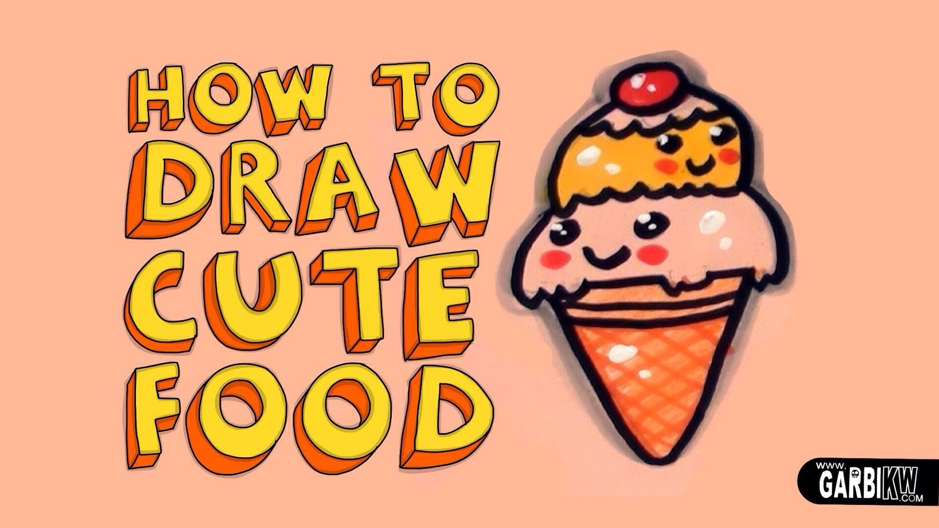 Garbi KW, How to Draw Cute Food, Gelato, Kawaii, 1920x1080, sfondo per PC