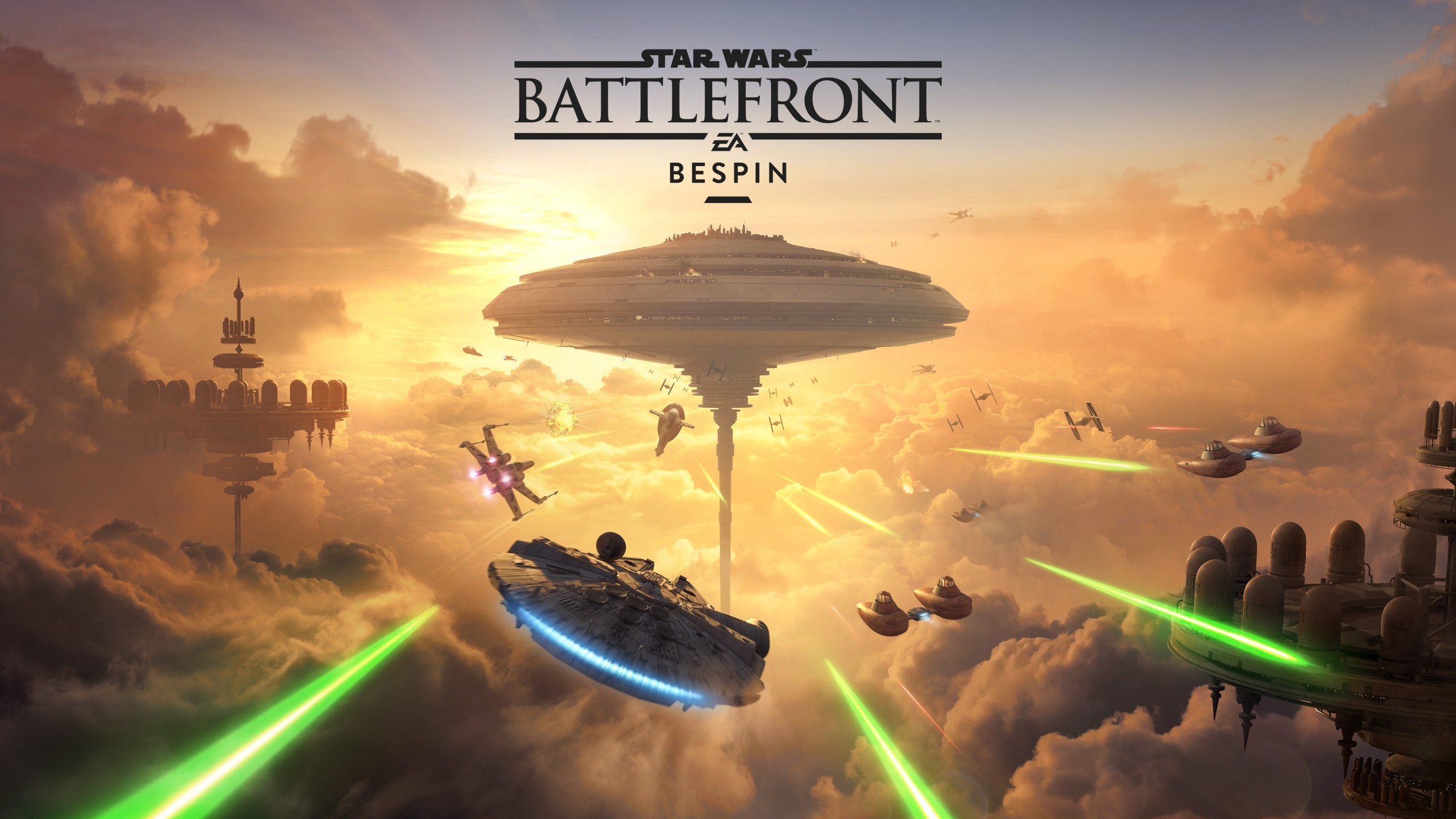 Star Wars Battlefront, Bespin, Città delle Nuvole, Millennium Falcon, Tramonto, sfondo desktop