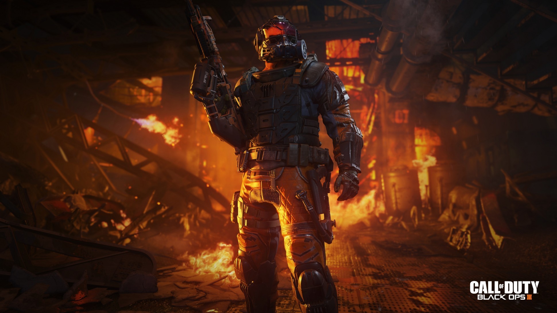 Call of Duty: Black Ops III, Soldato, Incendio, Rovine, Full HD, sfondo desktop