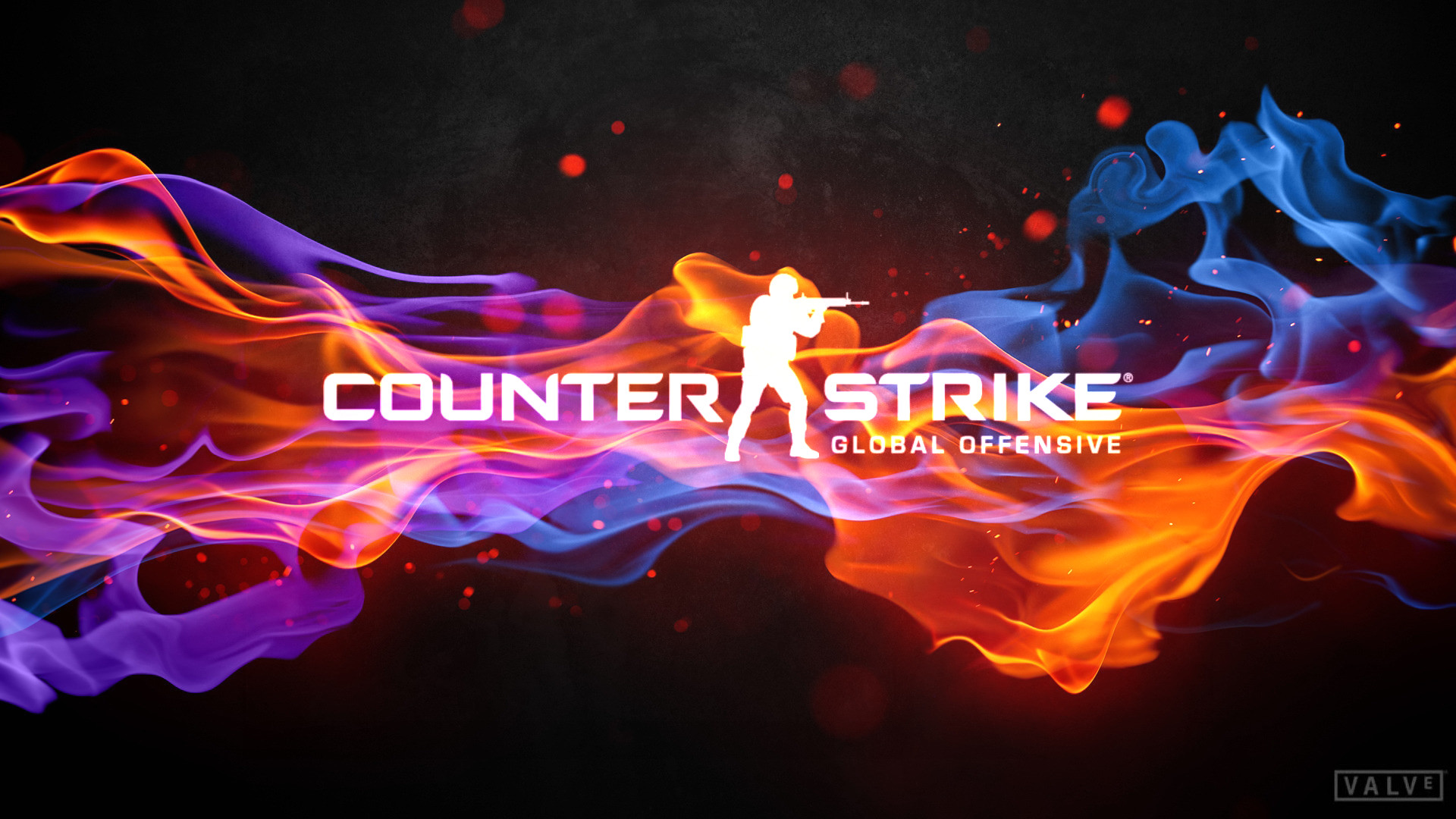Counter-Strike: Global Offensive, Logo, Fumo colorato, Valve, 16:9 Full HD, sfondo widescreen