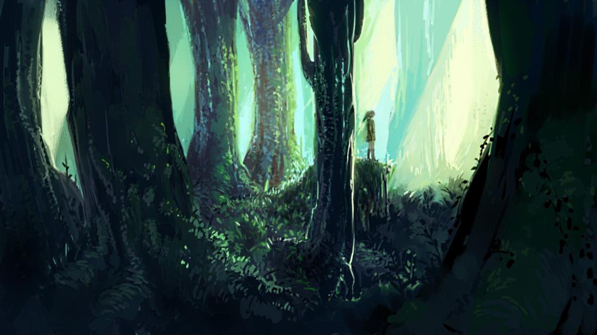 Link, Foresta, Alberi, Arte digitale, 1920x1080, sfondo per PC