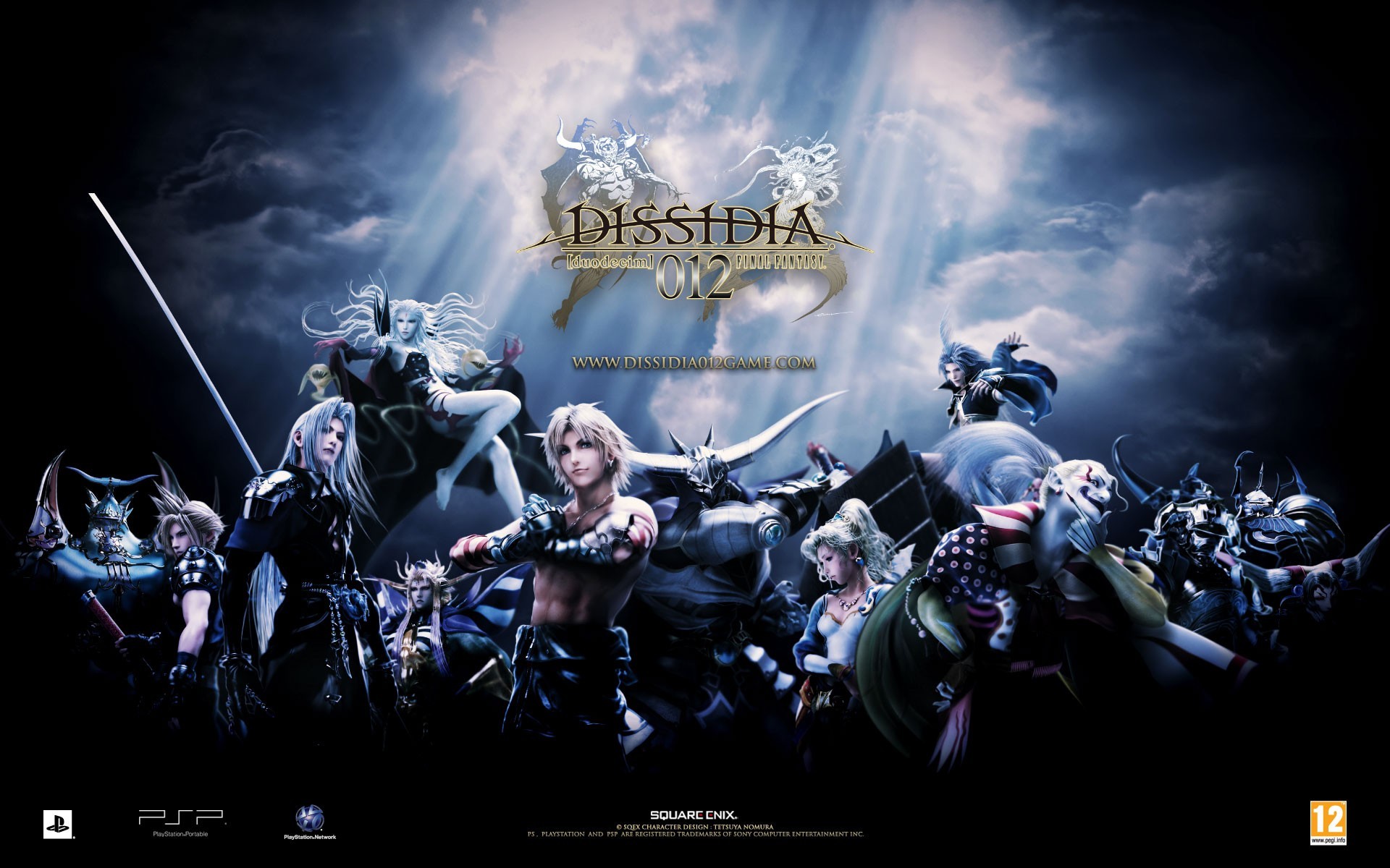 Dissidia 012 Final Fantasy, Logo, Eroi, Raggi di luce, 1920x1200, immagine di sfondo