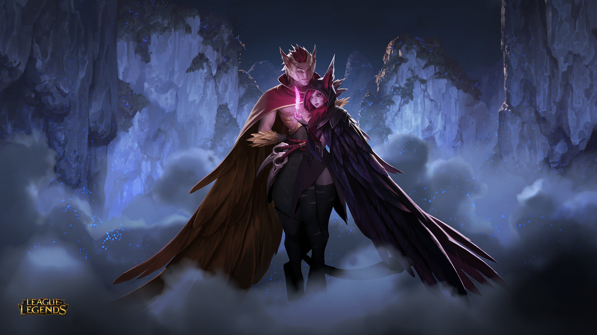 Swain, League of Legends, Mantello, Corvi, 1920x1080, immagine di sfondo